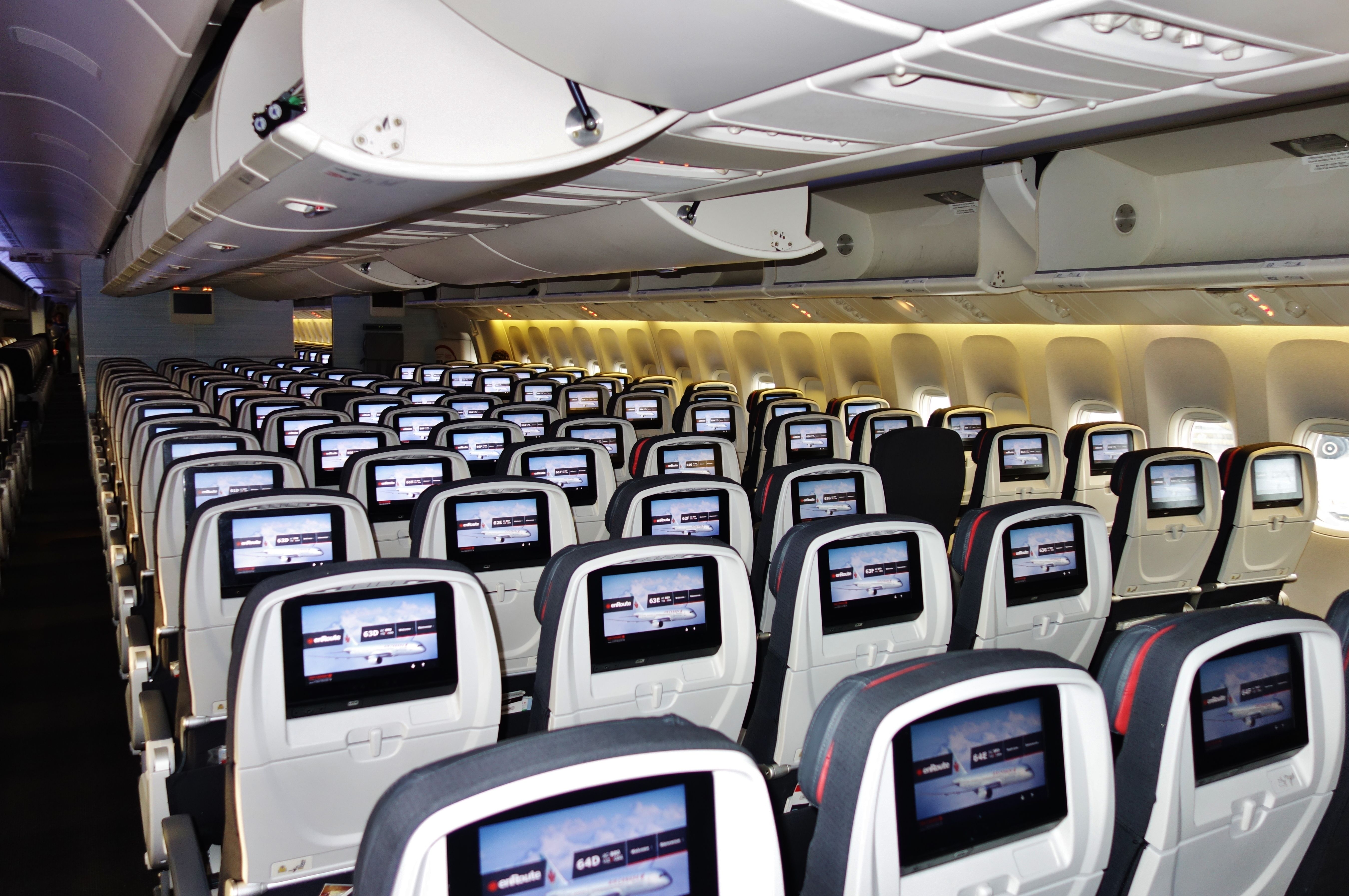 A cabin of an Air Canada aircraft