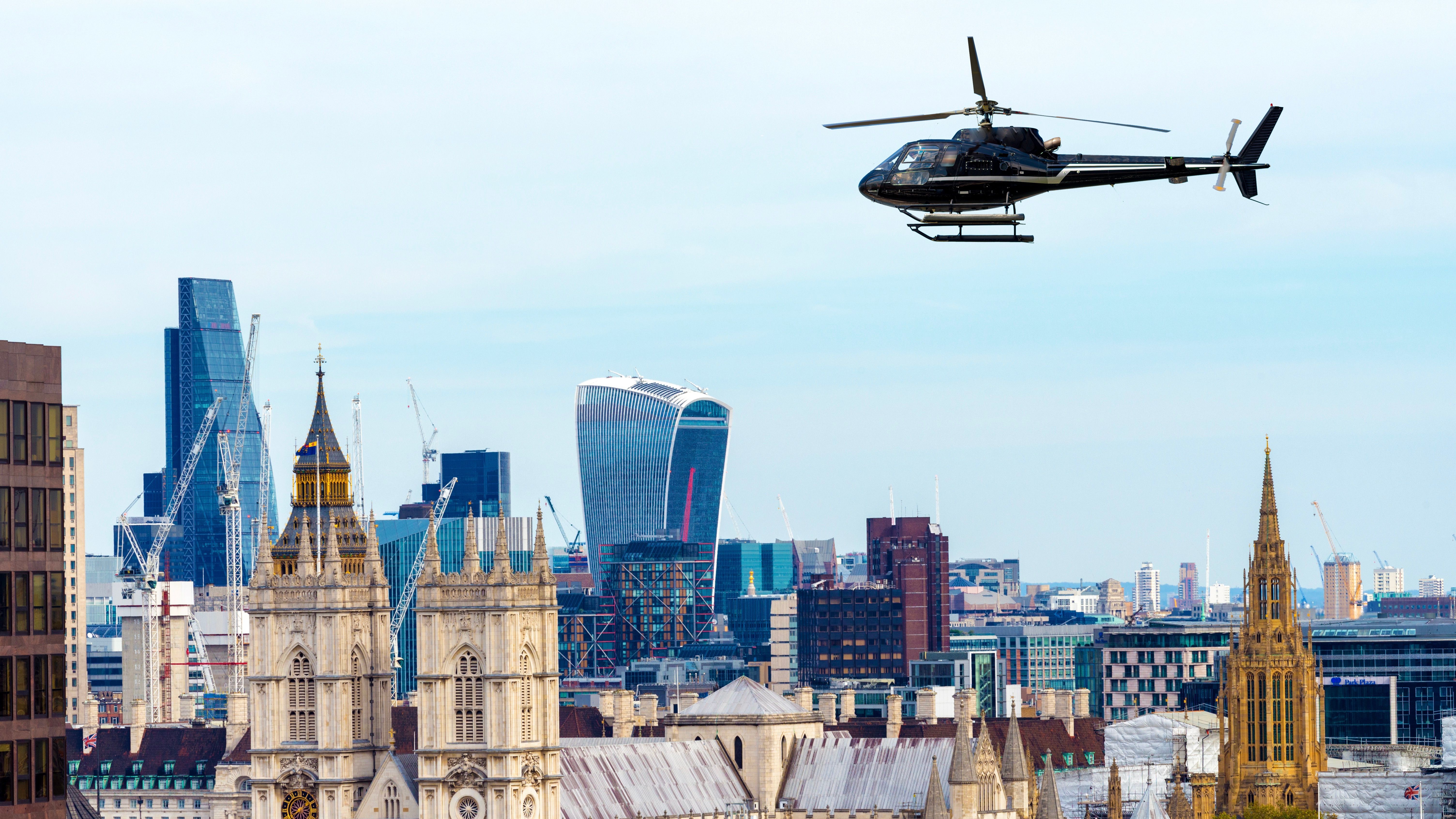 helicopter flying over London city