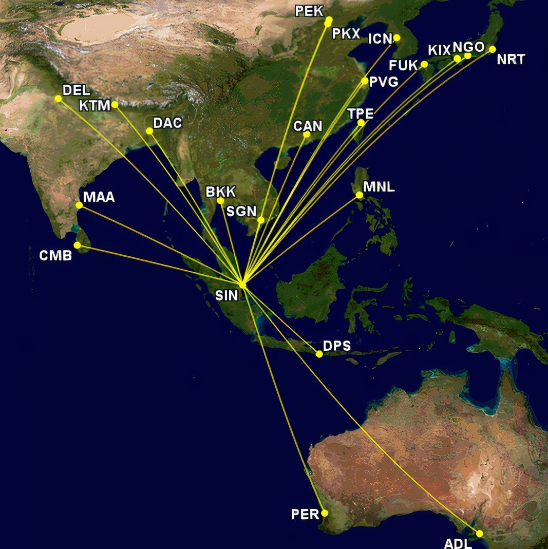 Singapore Airlines 787 network August to December 2024