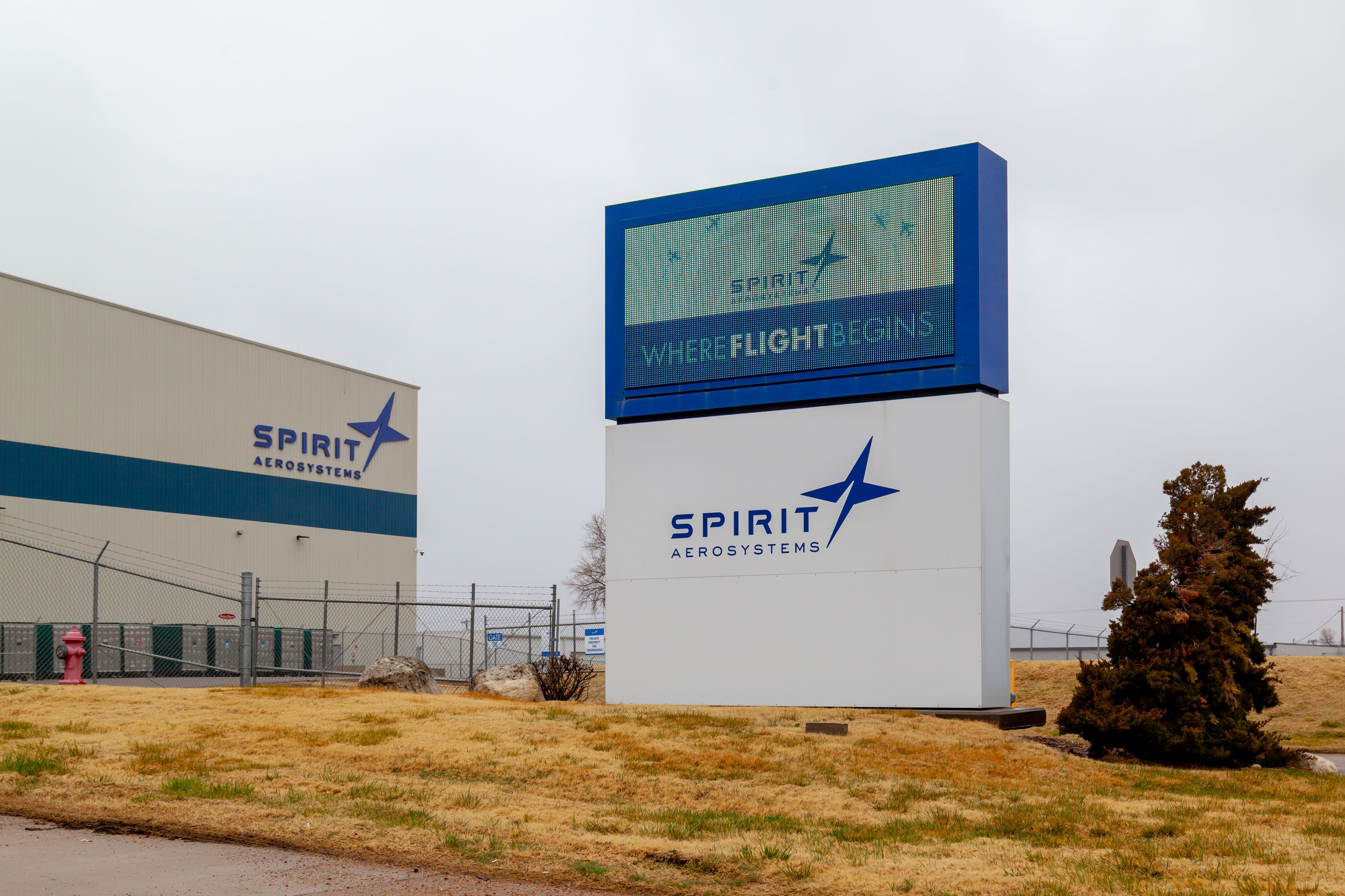 Spirit AeroSystems sign in Wichita, Kansas shutterstock_2347445911