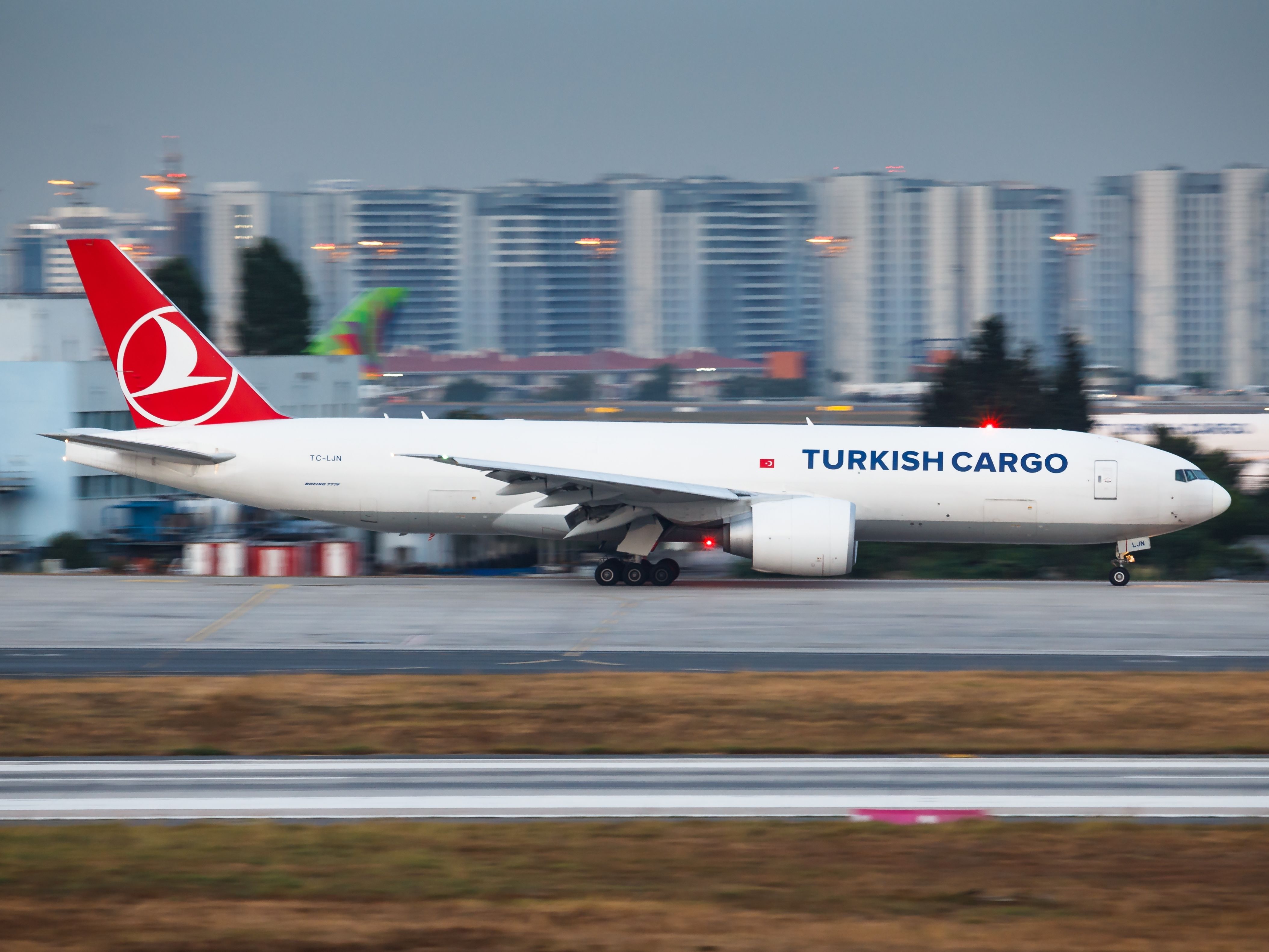 Turkish Cargo Boeing 777F at IST shutterstock_2279034391