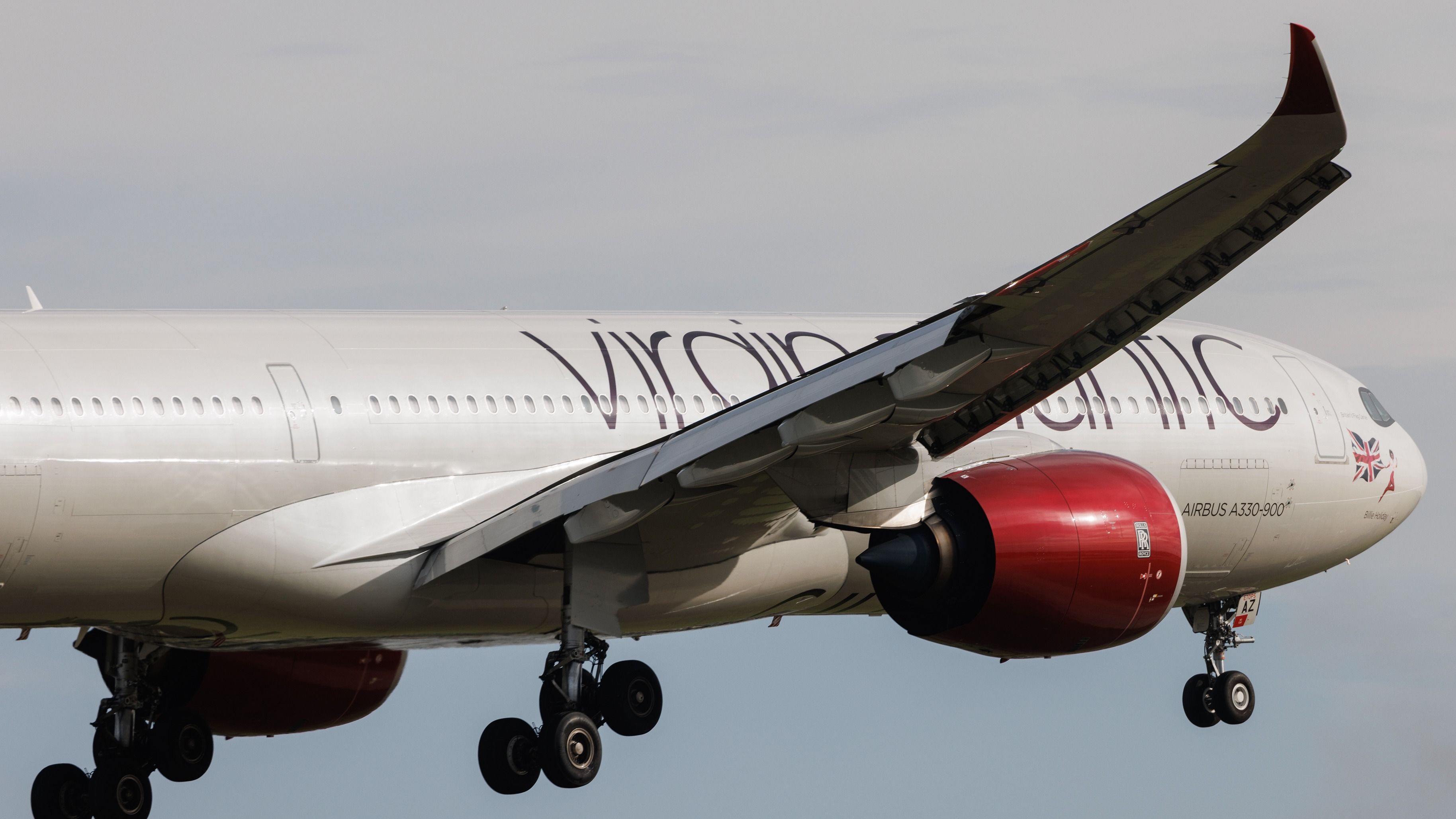 Virgin Atlantic A330neo landing at London Heathrow Airport LHR shutterstock_2400014895