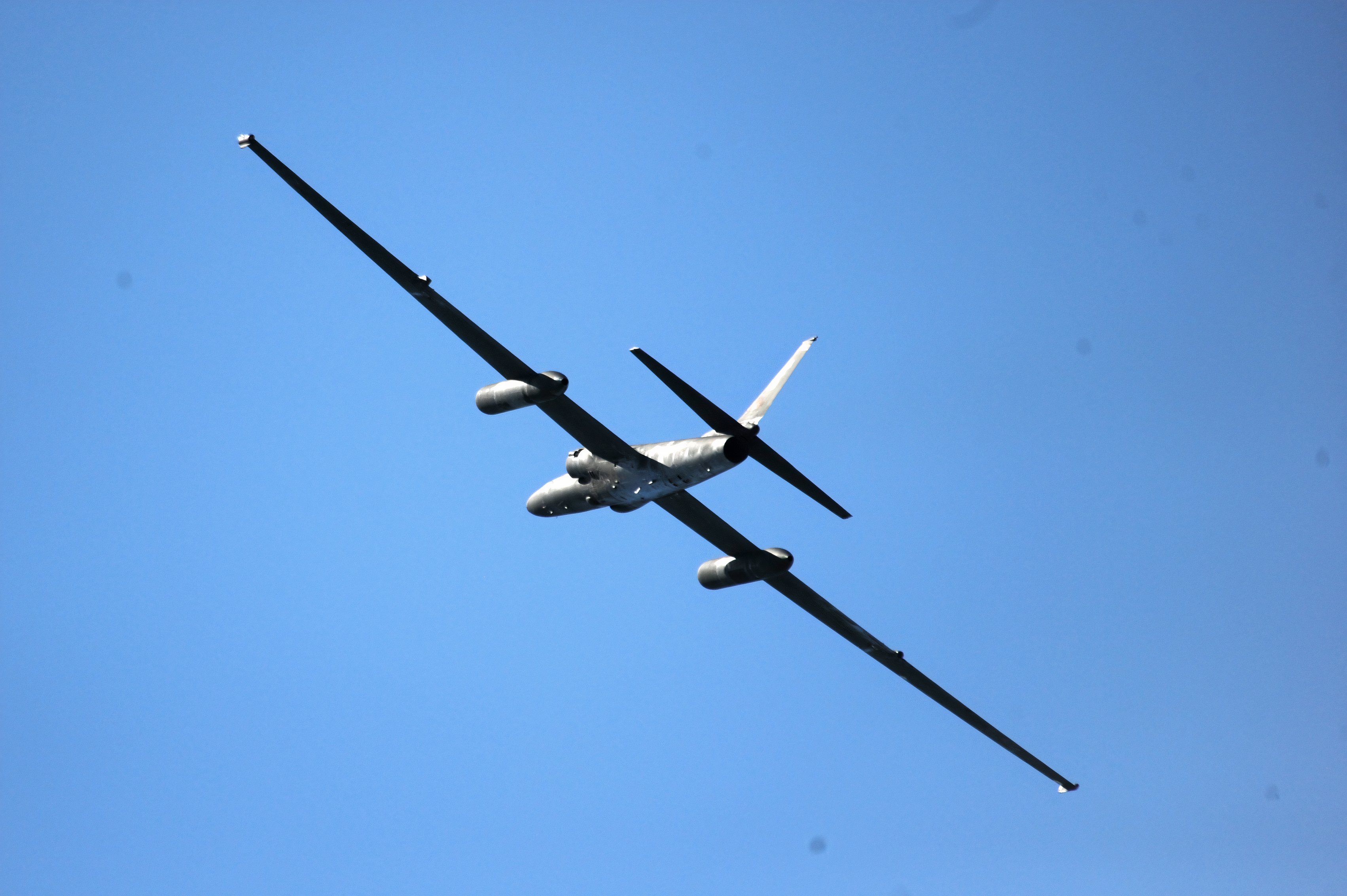 A U-2 Dragon Lady flies over the airfield at Beale Air Force Base, California, April 12, 2018. 