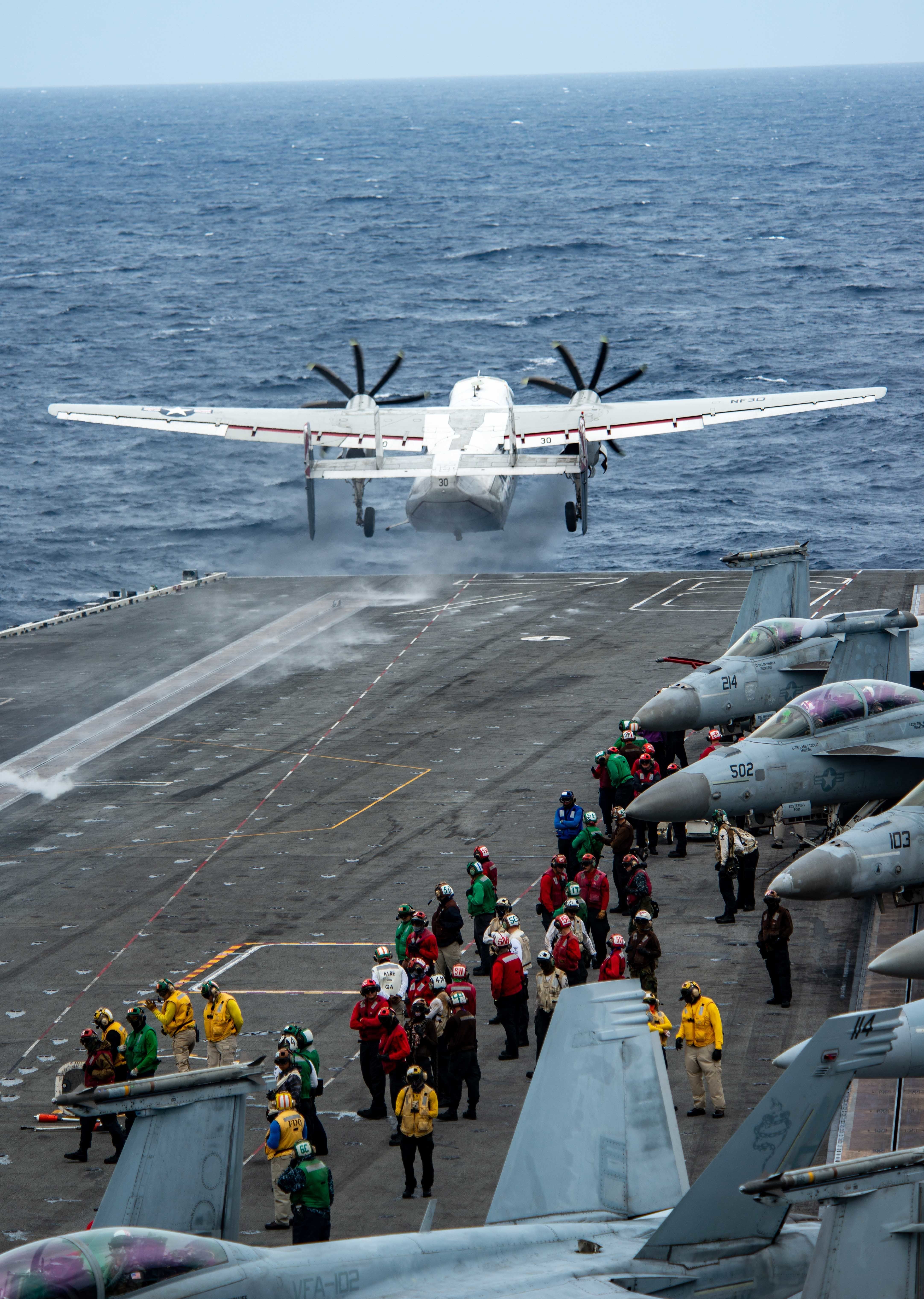 SOUTH CHINA SEA (July 13, 2022) A C-2A Greyhound attached to the Providers of Fleet Logistics Squadron (VRC) 30 launches from the flight deck of the U.S.