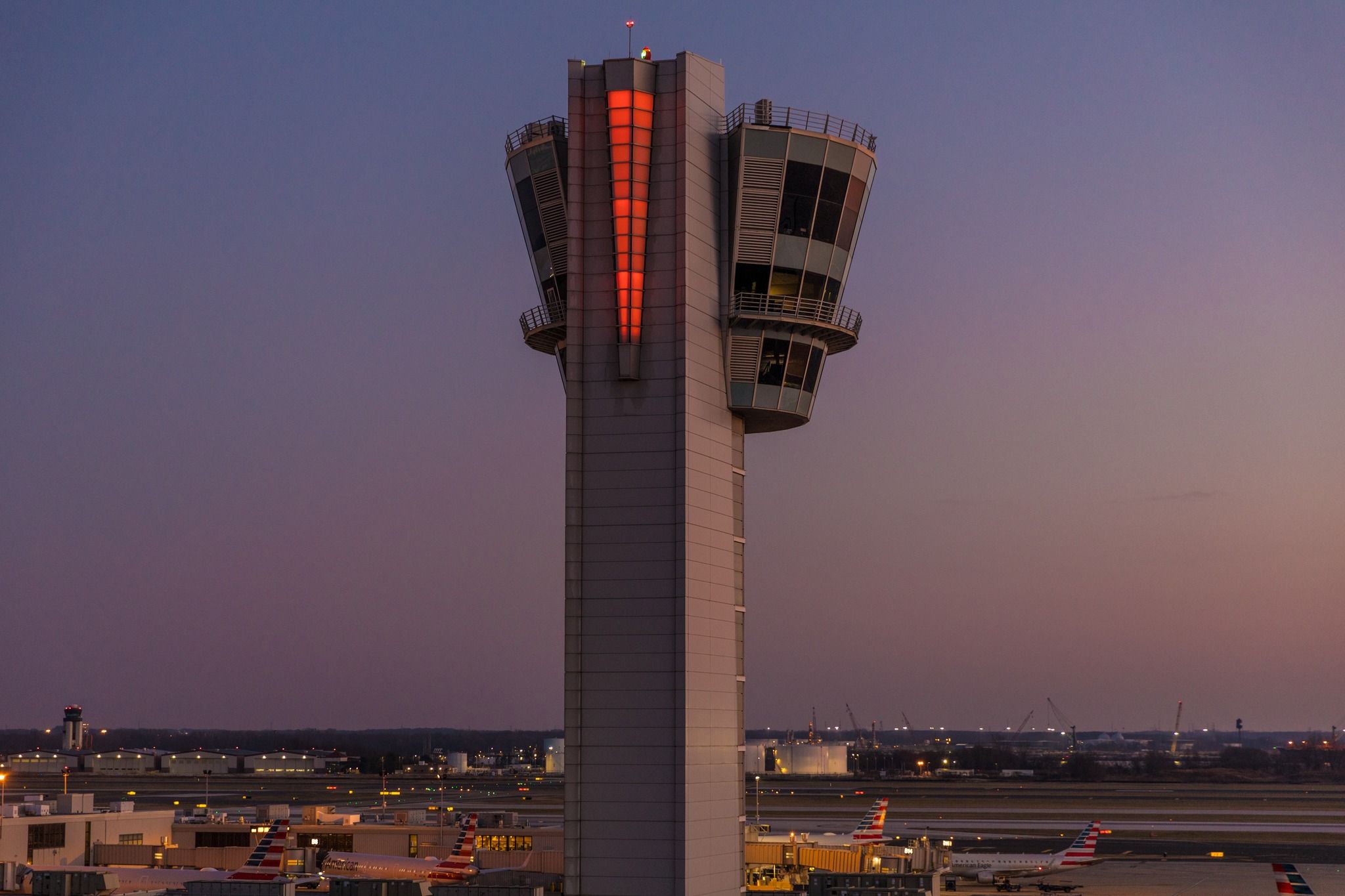 Backside of Philadelphia International Airport ATC tower.