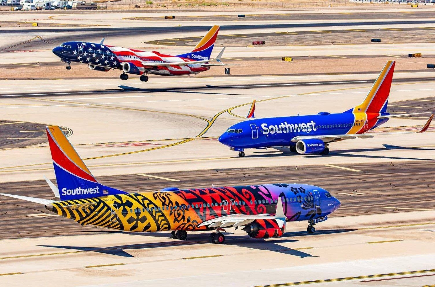 Southwest Airlines aircraft at Phoenix Sky Harbor International Airport.