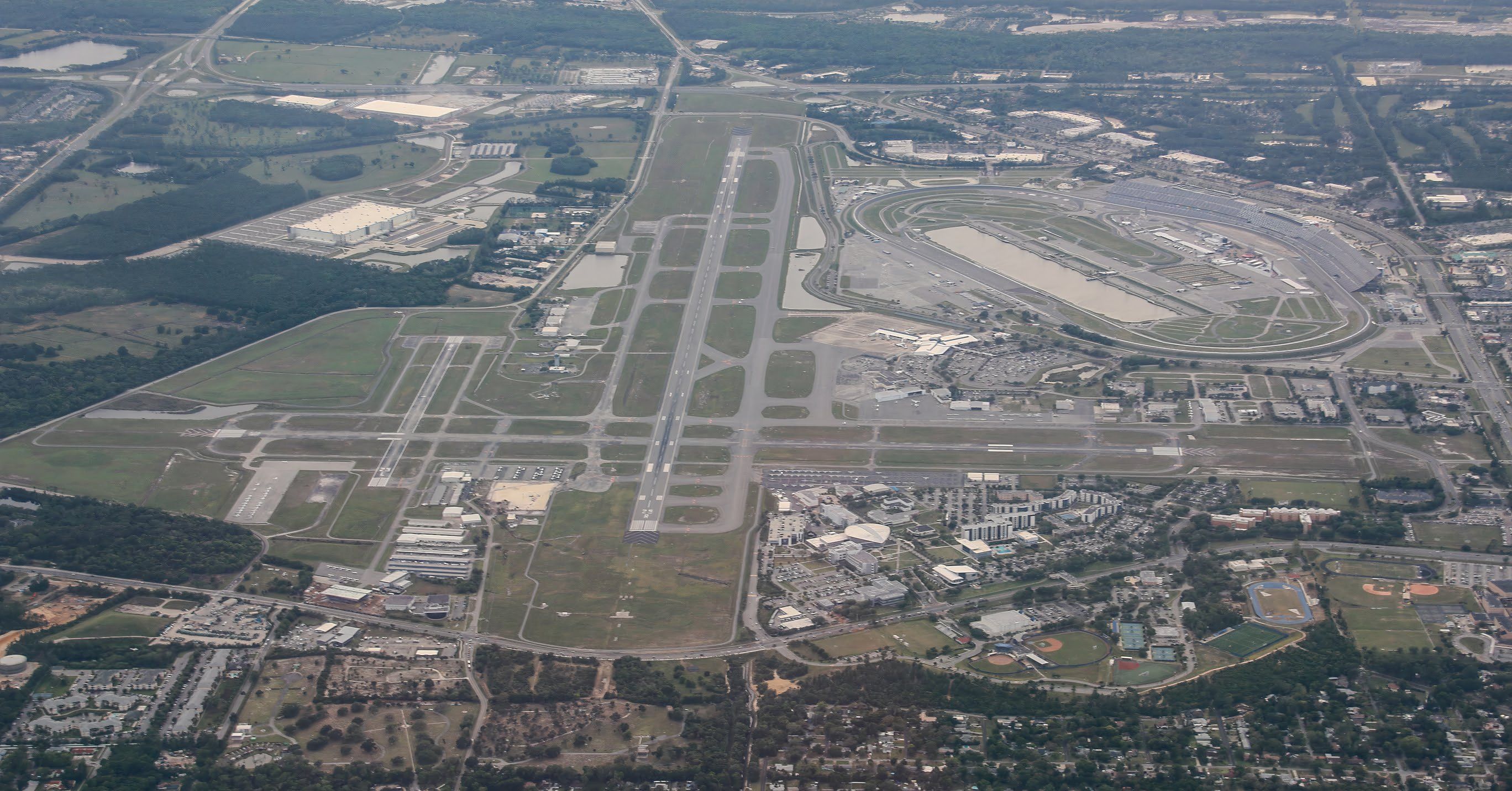 An aerial view of Daytona Beach International Airport