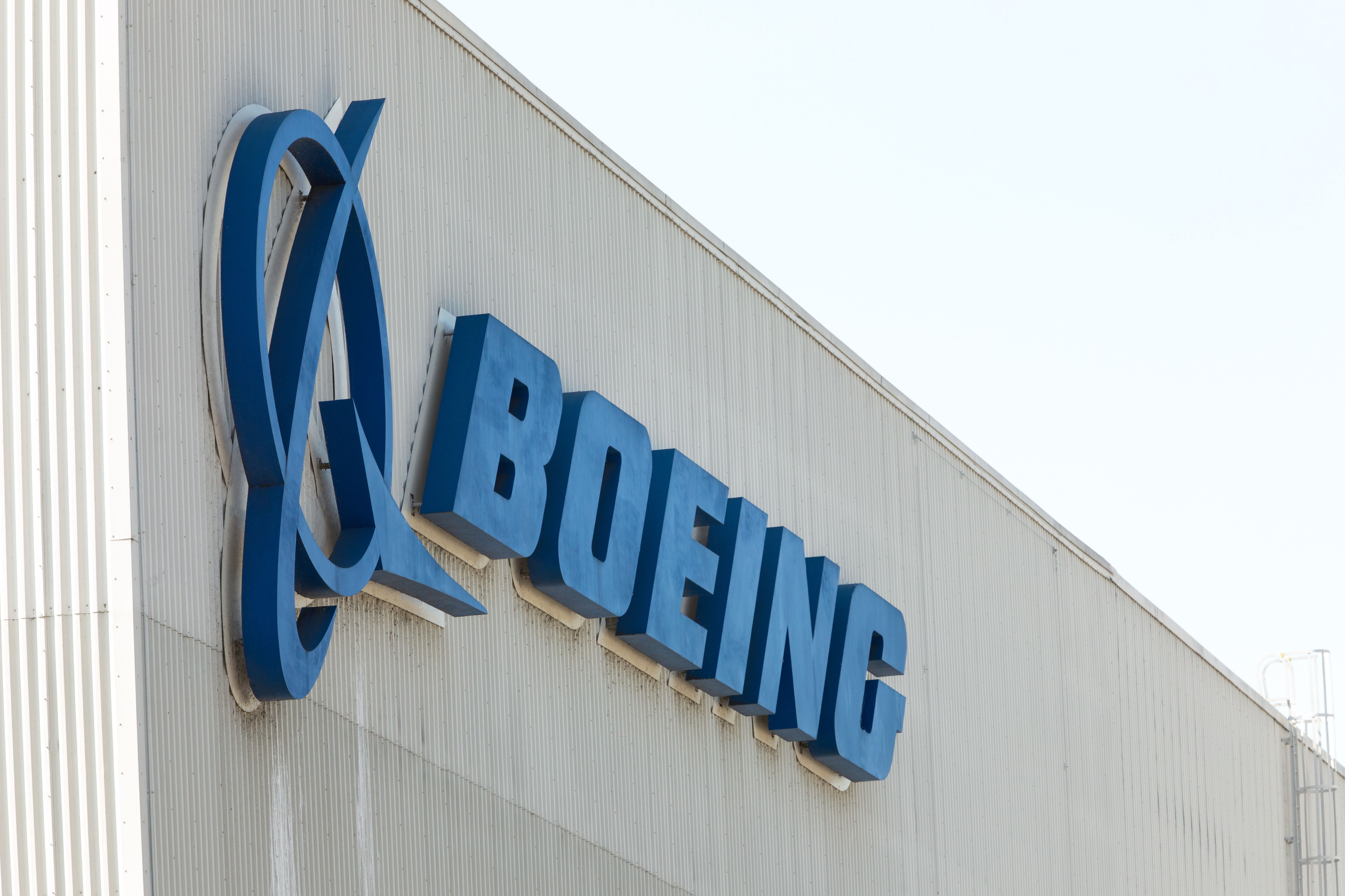 Boeing logo on its Renton, Washington building shutterstock_1469203514