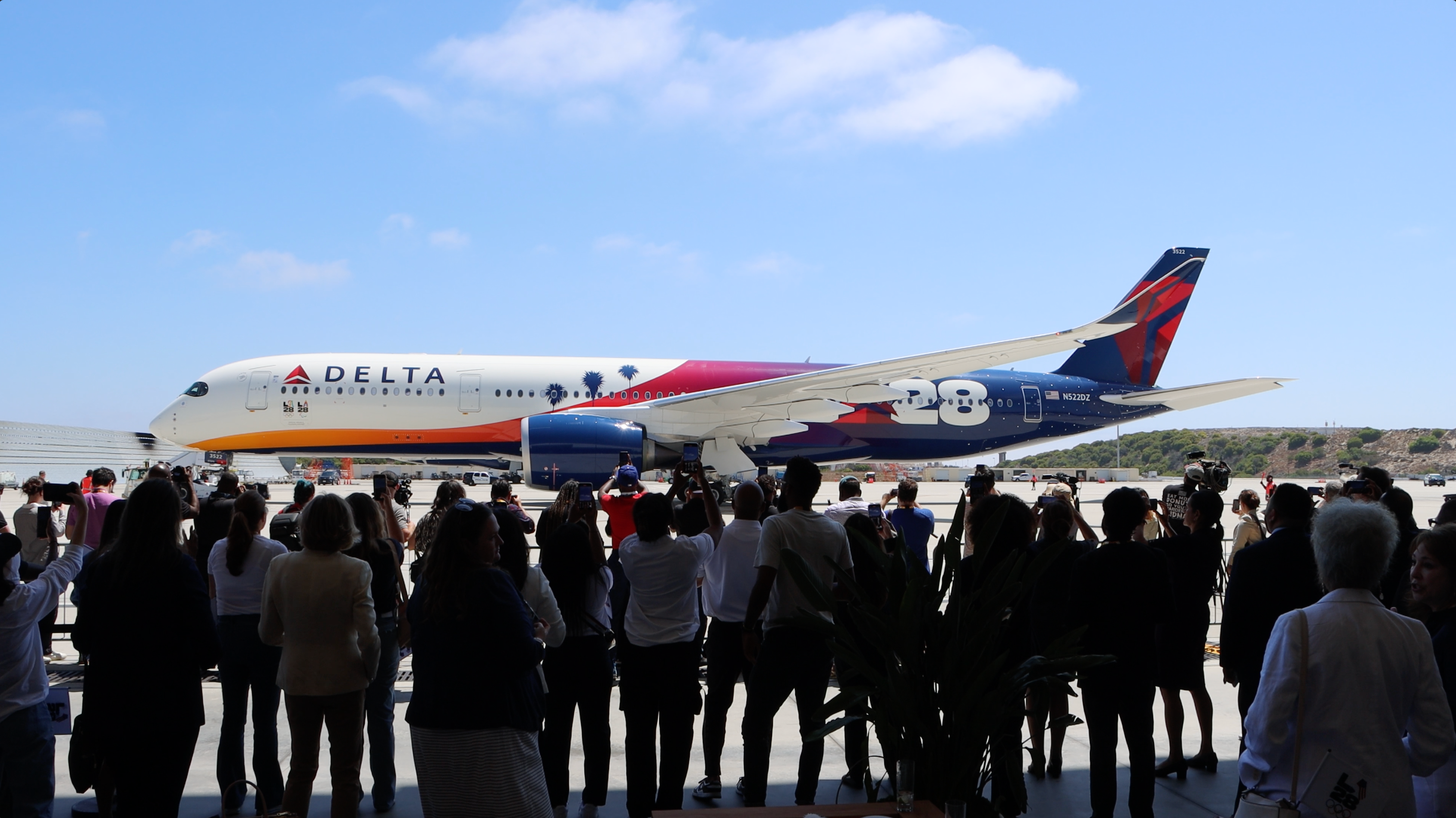 Delta Olympic Flag Flight Airbus A350-900 (N522DZ) at Los Angeles International Airport.