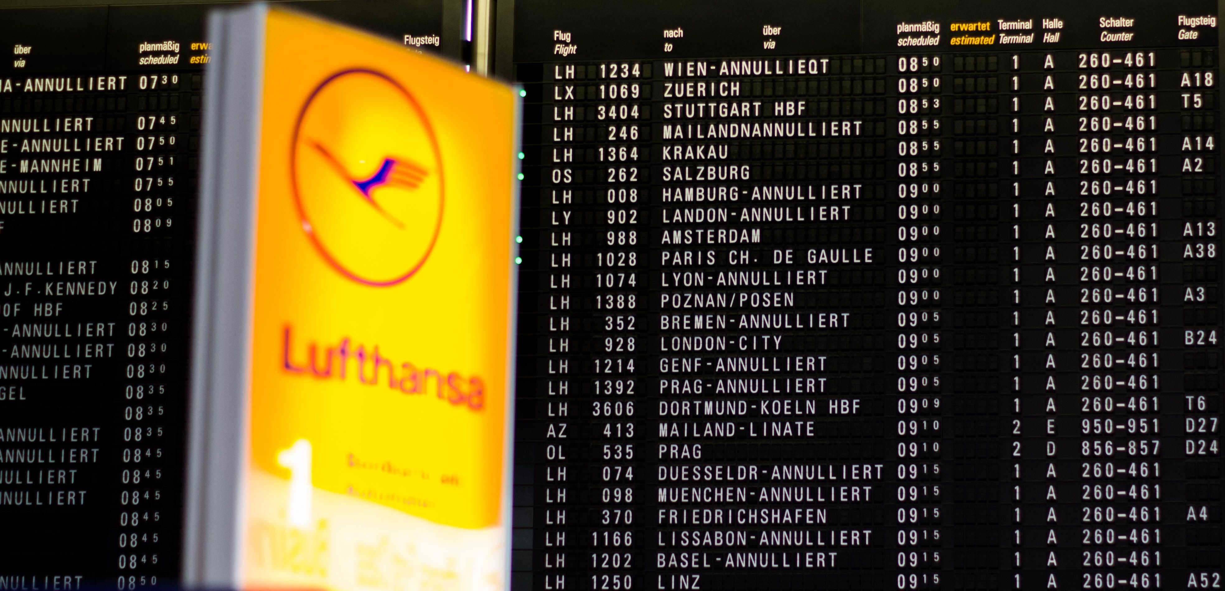 Departure board at Frankfurt Airport FRA shutterstock_525928906