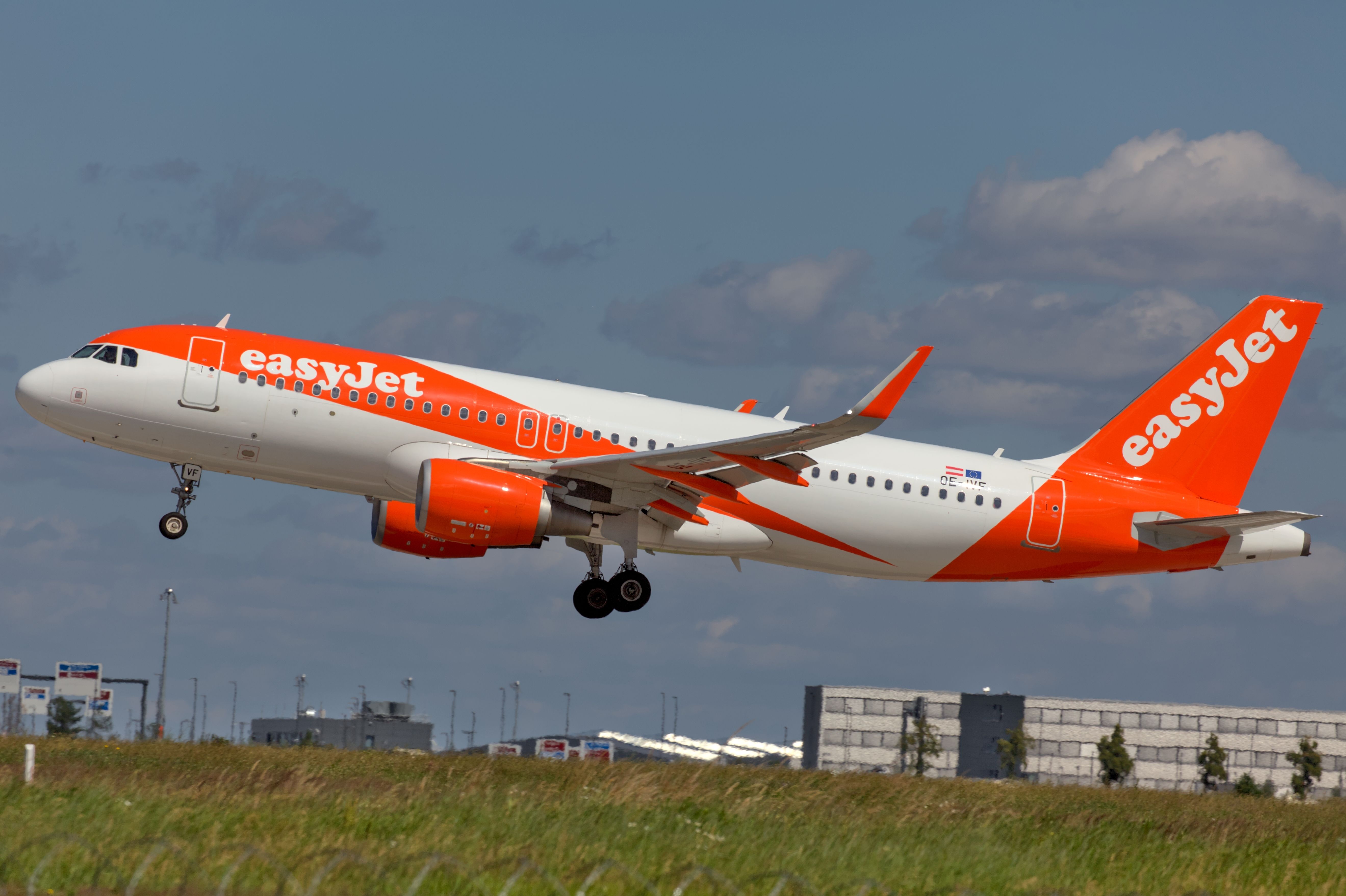 easyJet Airbus A320 lands at BER shutterstock_2474111563