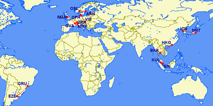 Ethiopian Airlines Fifth Freedom routes in August 2024