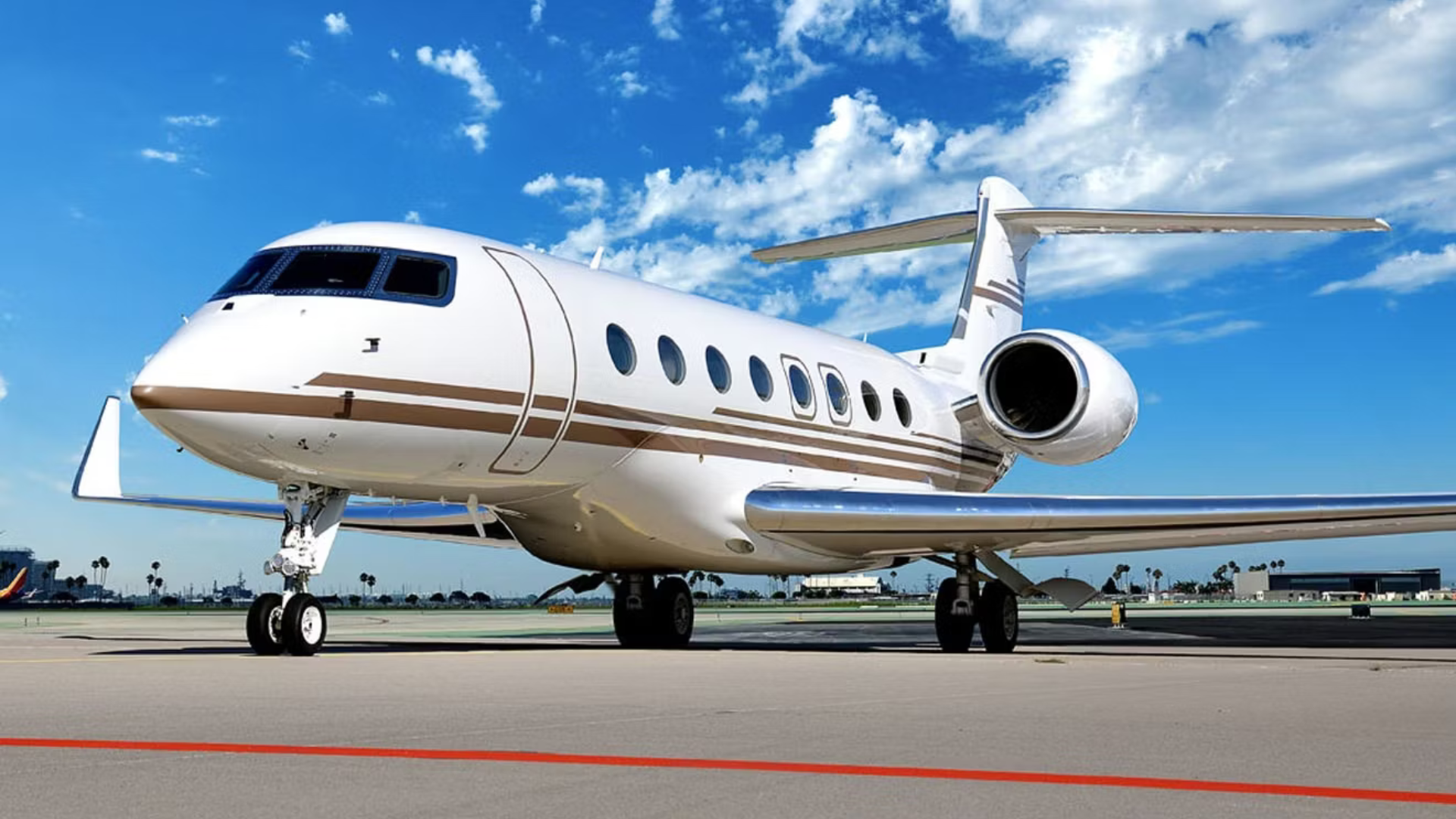 A parked Gulfstream G650 jet