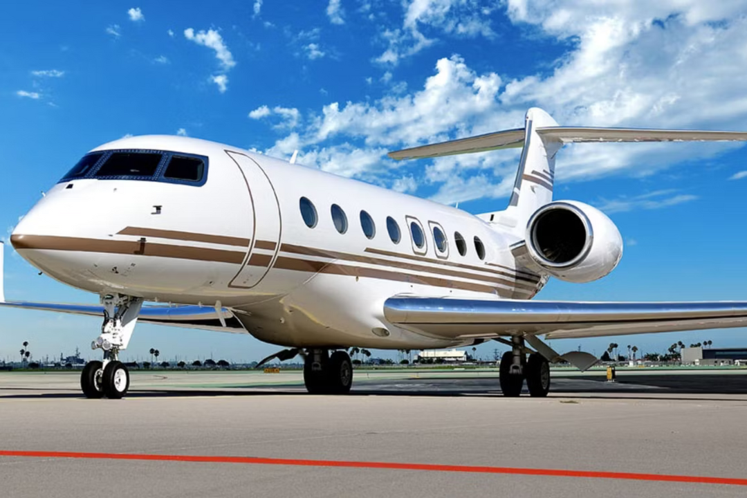 A parked Gulfstream G650 jet 