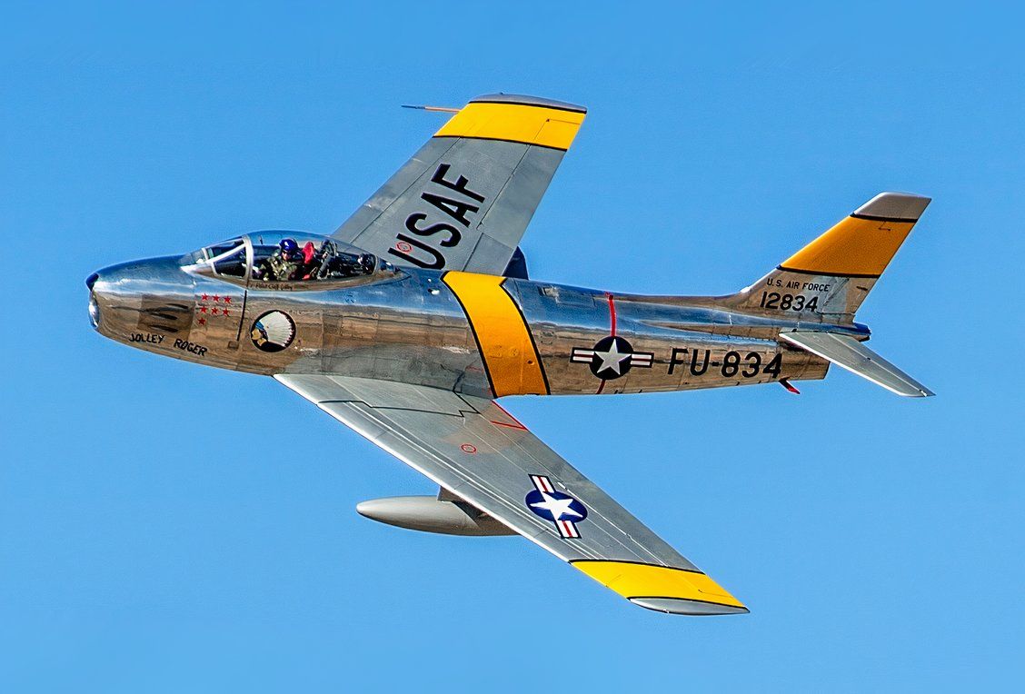 An F-86 Sabre during the Heritage Flight Training Course at Davis-Monthan AFB, Tucson, Ariz.