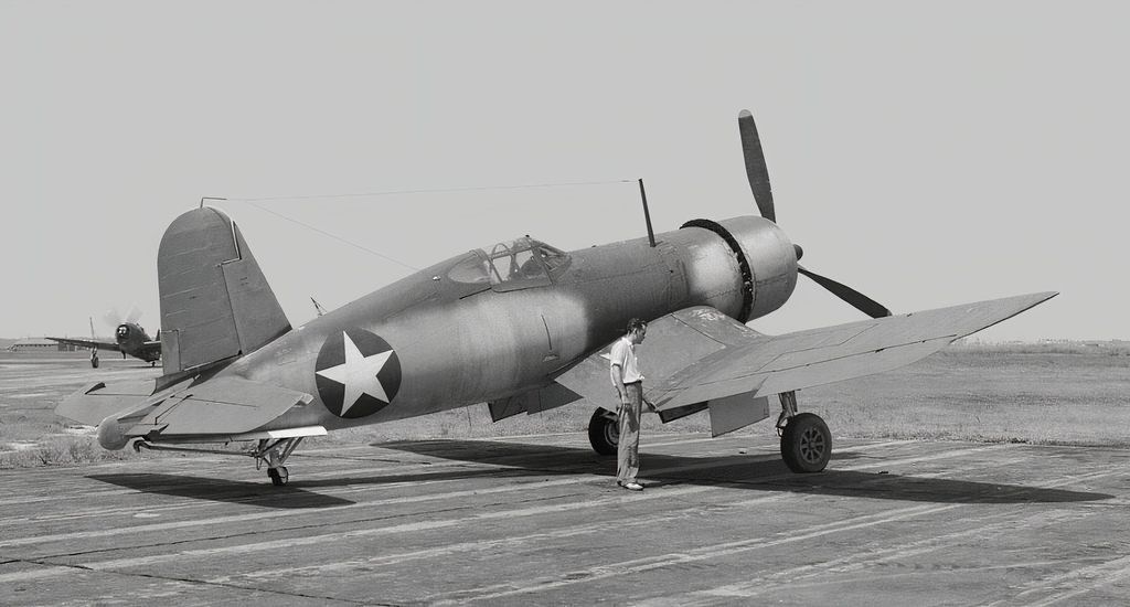 An early F4U-1 showing the "birdcage" canopy with rearwards production cockpit location