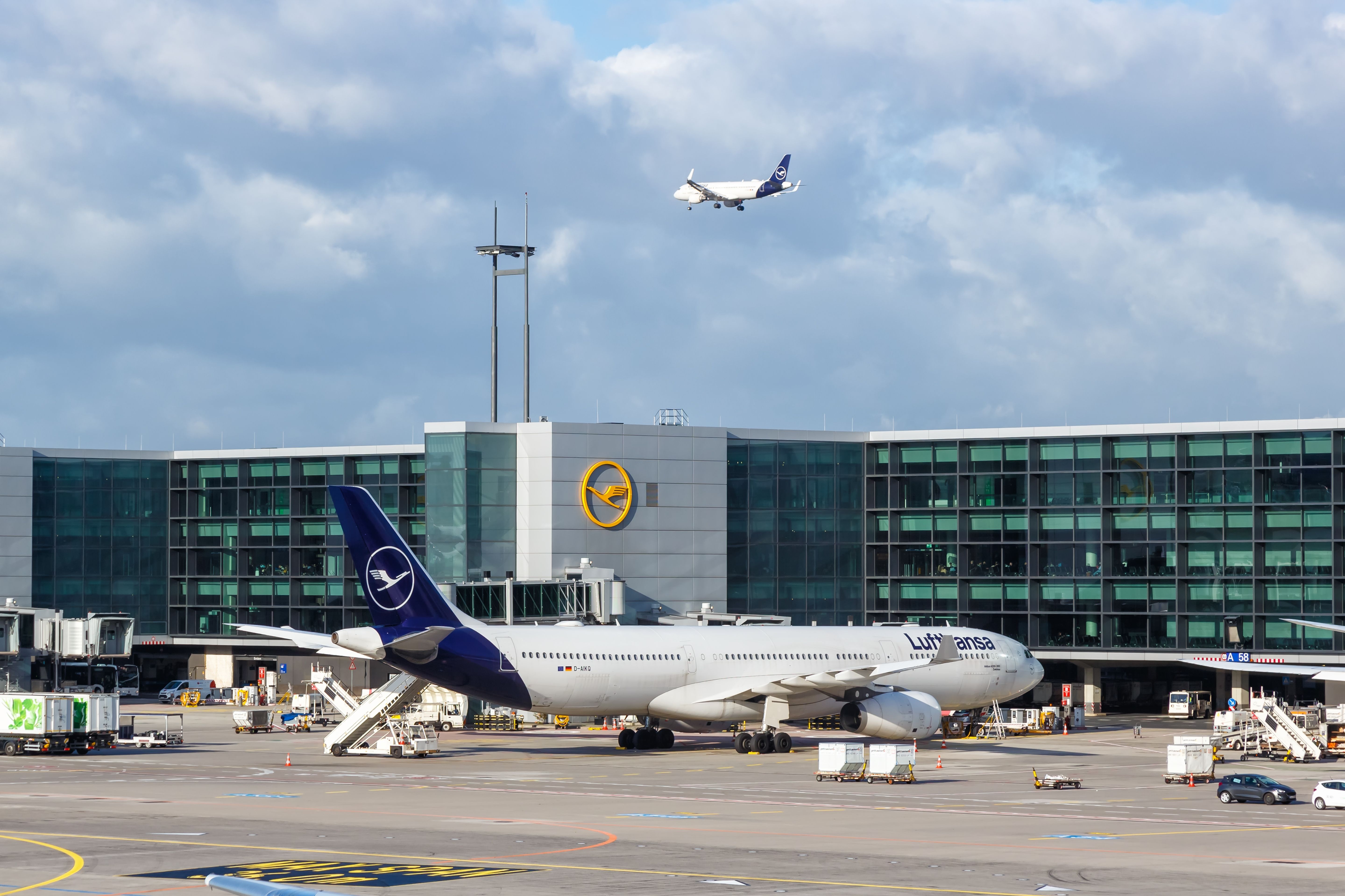 Lufthansa aircraft at Frankfurt Airport FRA shutterstock_2278487147