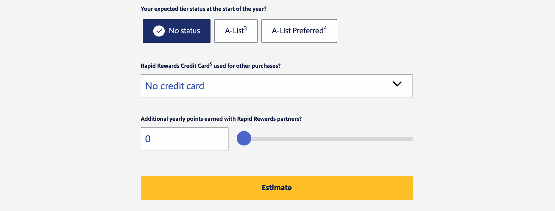 Rapid Rewards Points Estimator 1