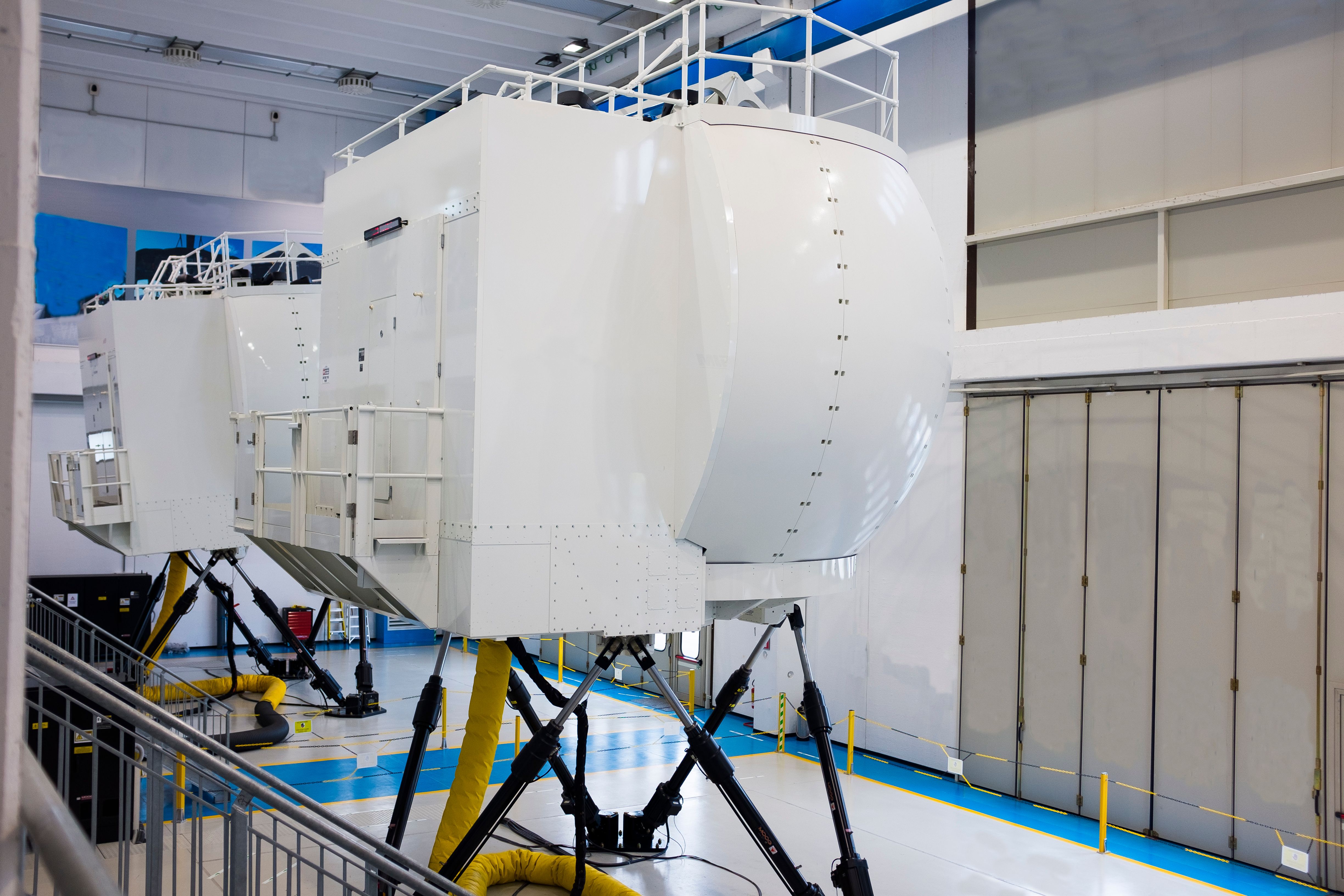 external view of full motion flight simulator