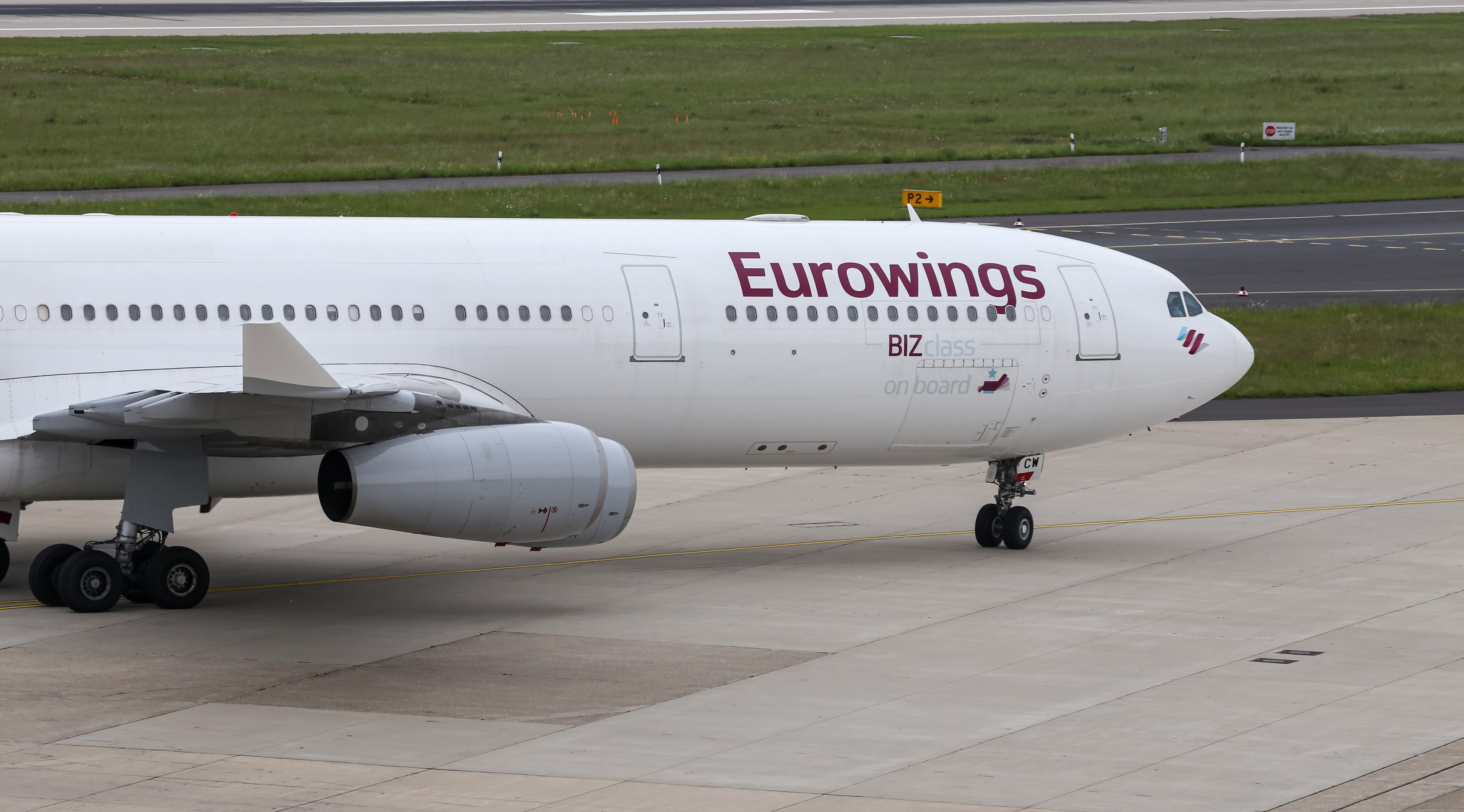 A Eurowings Airbus A340 taxiing