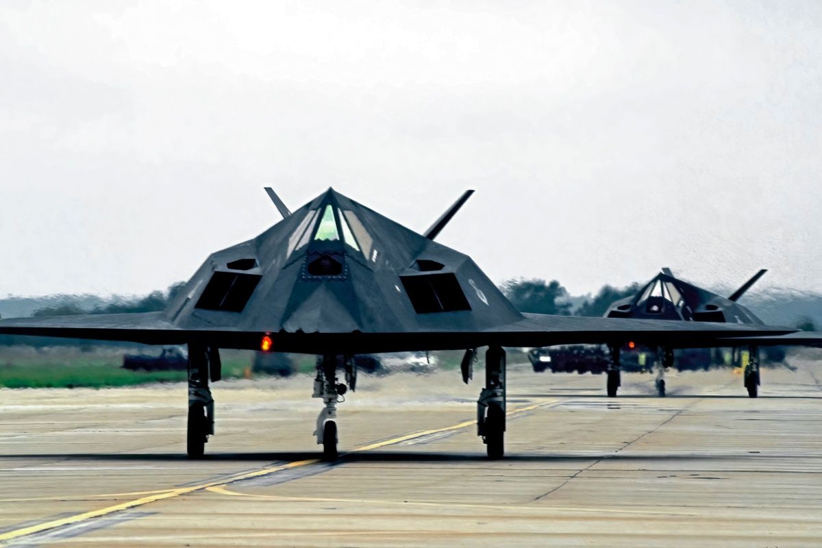 Lockheed F-117 Nighthawk stealth fighters line up