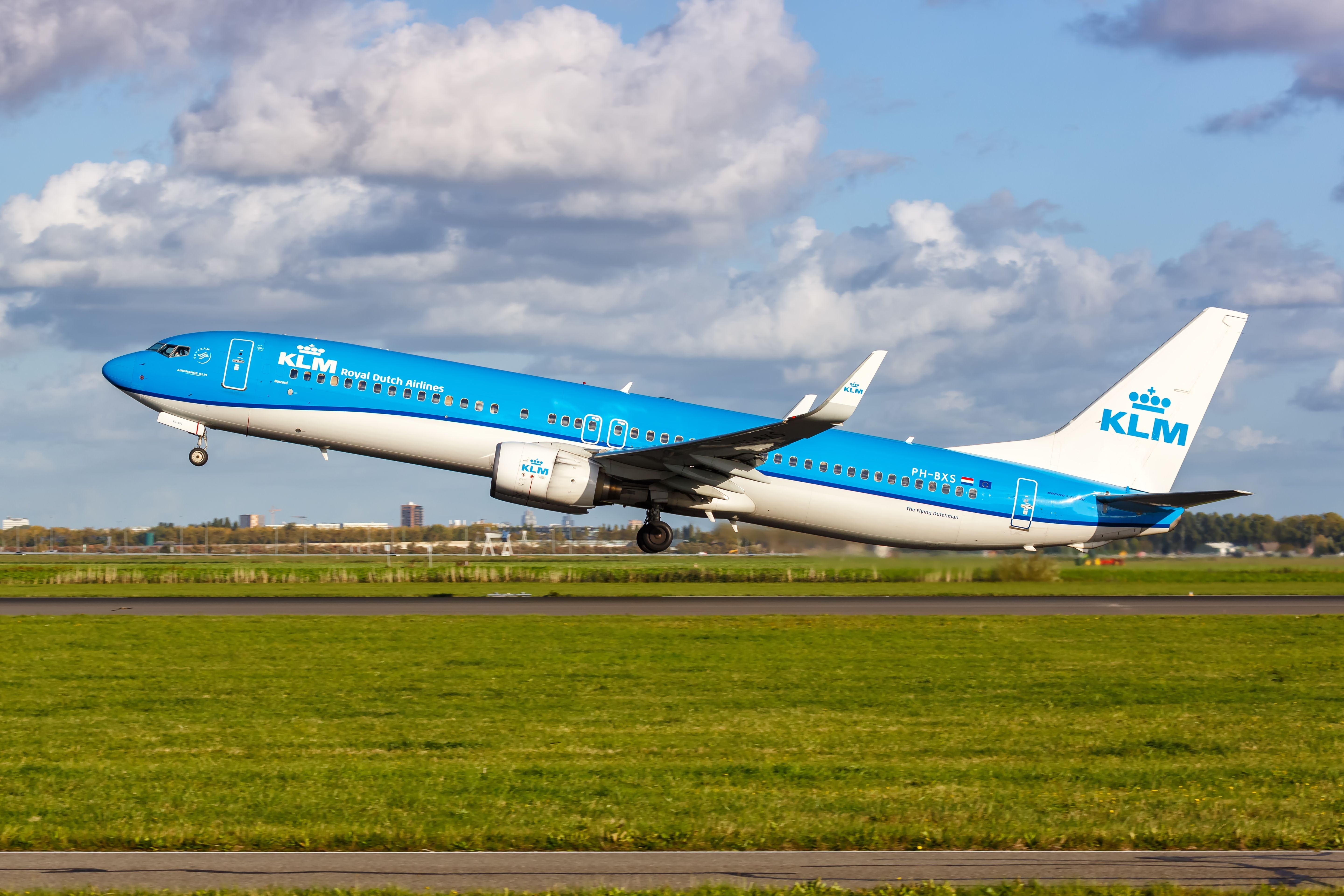 Amsterdam, Netherlands - October 8, 2022: KLM Boeing 737-900 airplane at Amsterdam Schiphol airport (AMS) in the Netherlands.