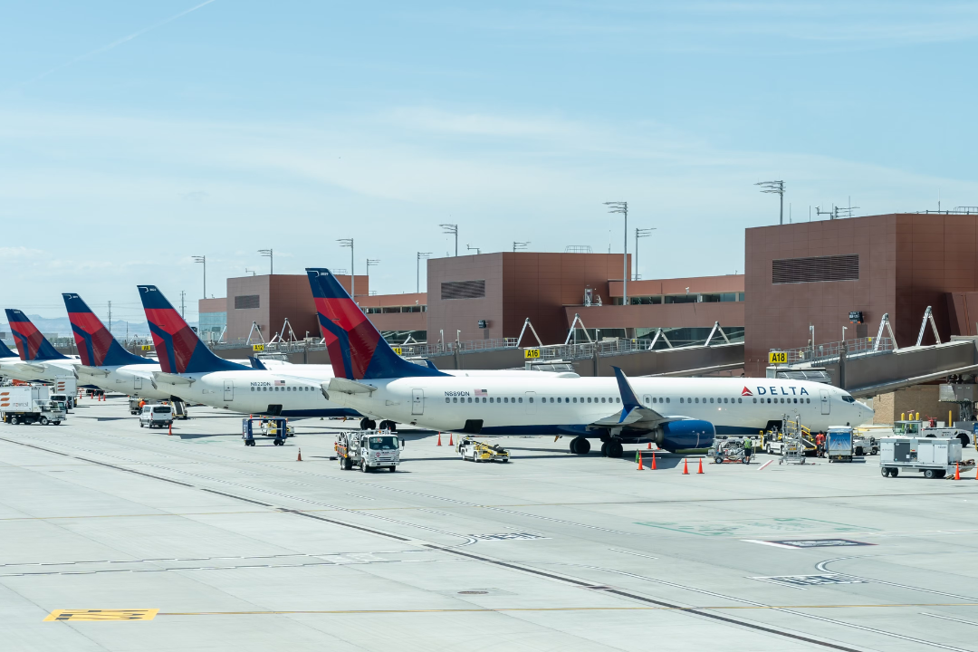 Several Delta Air Lines Planes Parked at Salt Lake City International Airport.