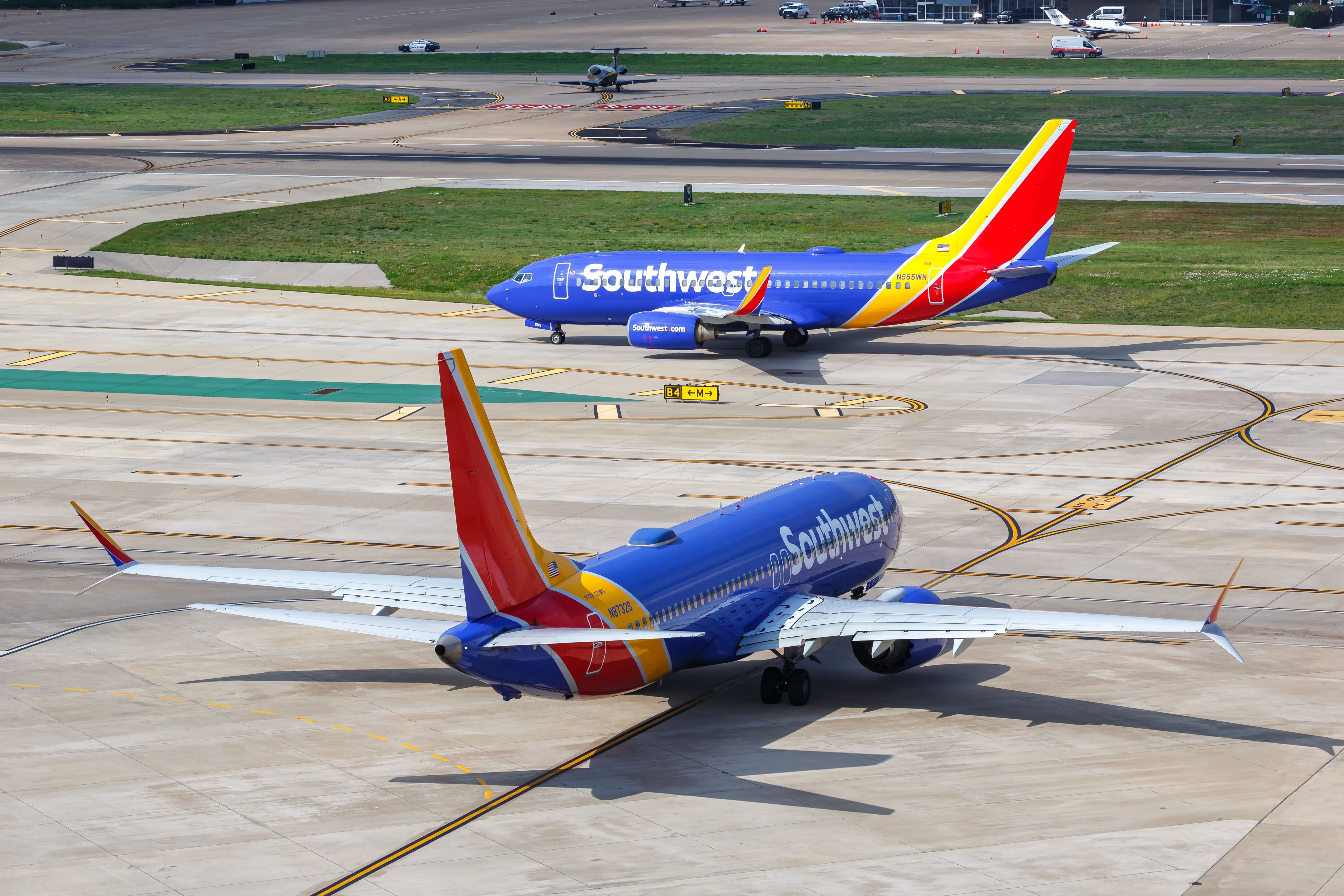 Southwest Airlines Boeing 737 at Dallas Love Field.