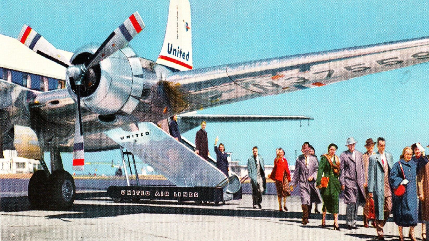 United Airlines Postcard DC-6B DenverMainliner