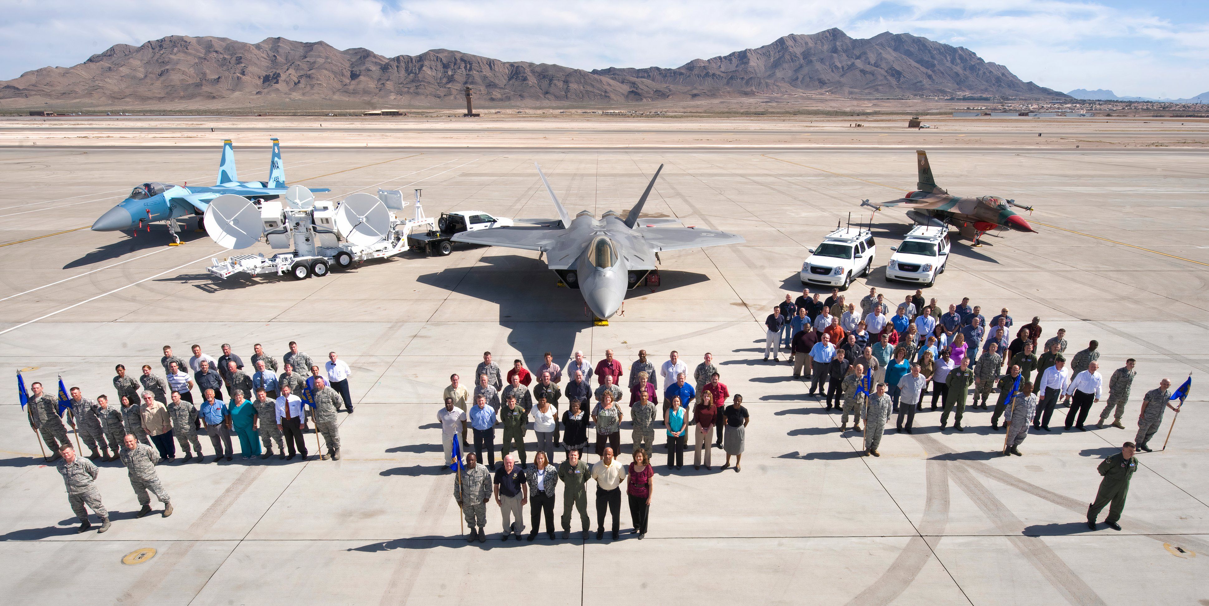 A group photo on the Nellis Air Force Base