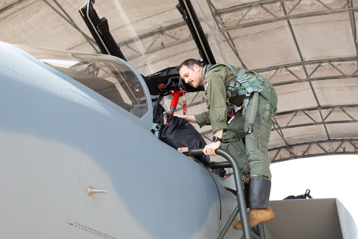 123 Fighter Squadron Pilot, Lieutenant Colonel Joel (Thermo) Thesing Climbs into F-15 EX
