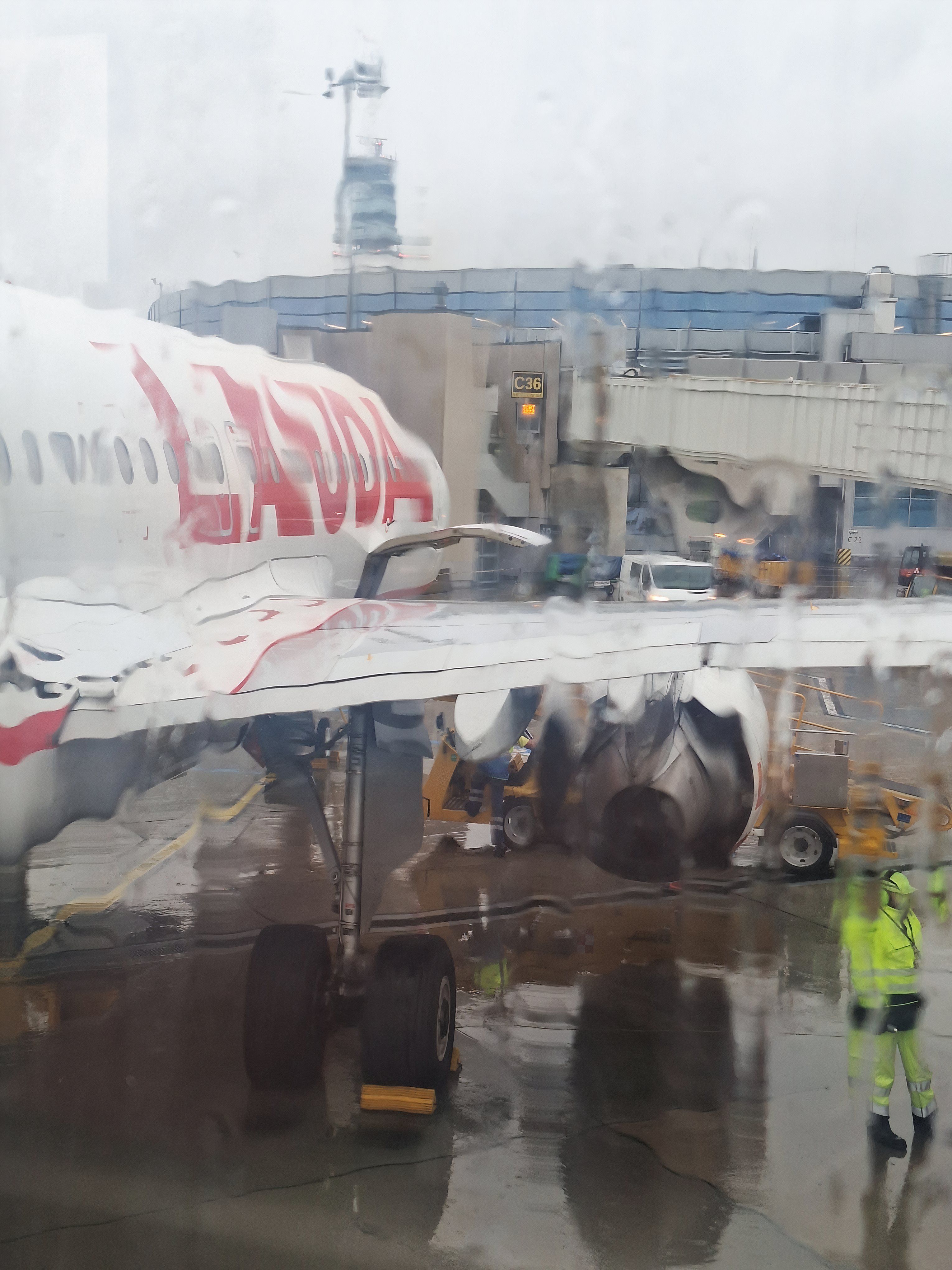 Lauda A320-200 at a rainy Vienna