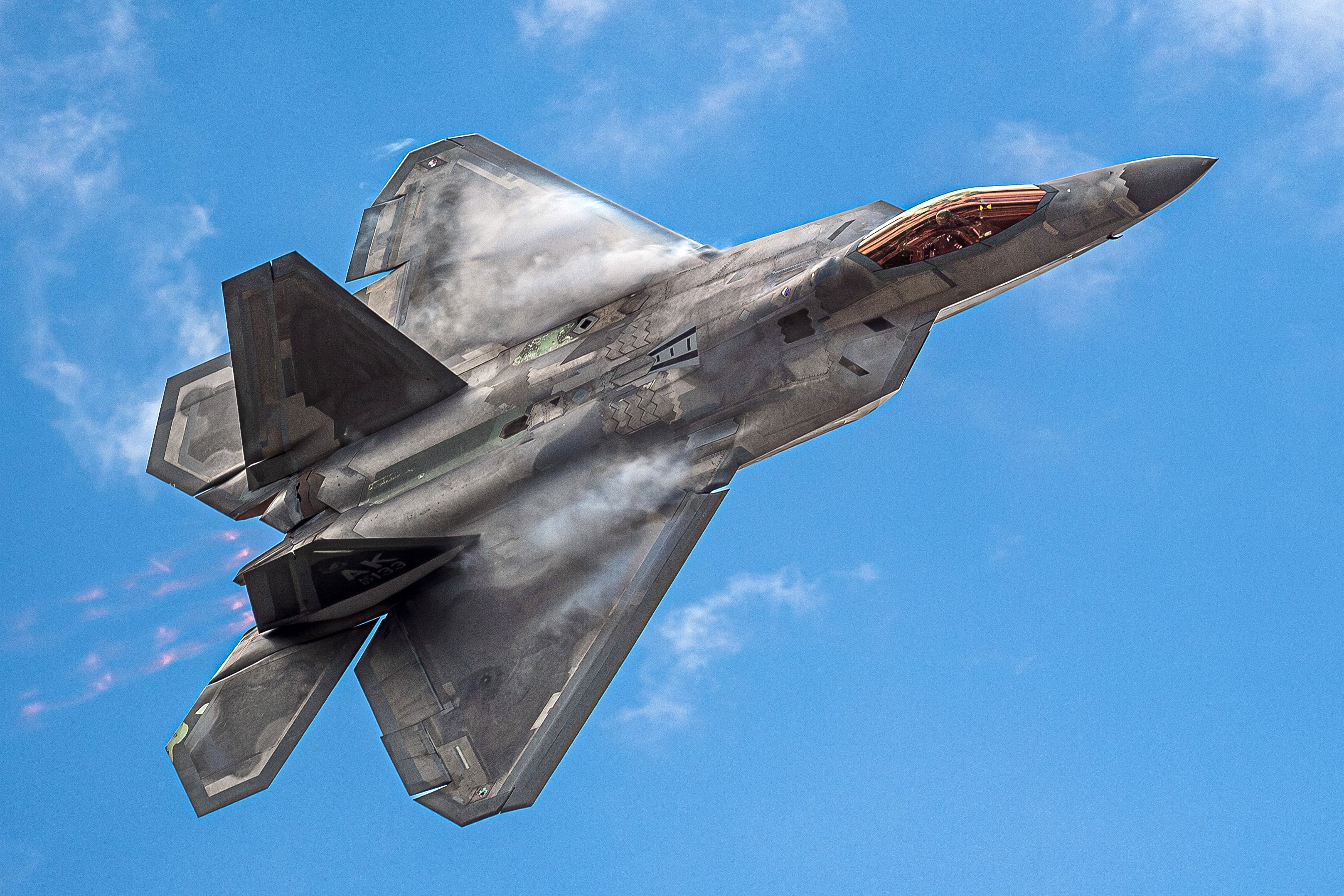 An F-22 Raptor with the Air Combat Command F-22 Raptor Demonstration Team 