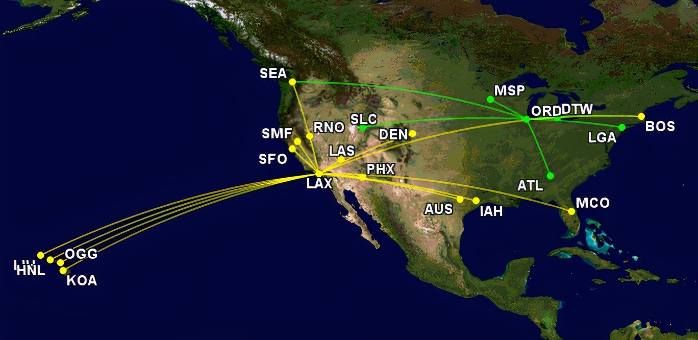 AA DL UA direct comp routes July 2024