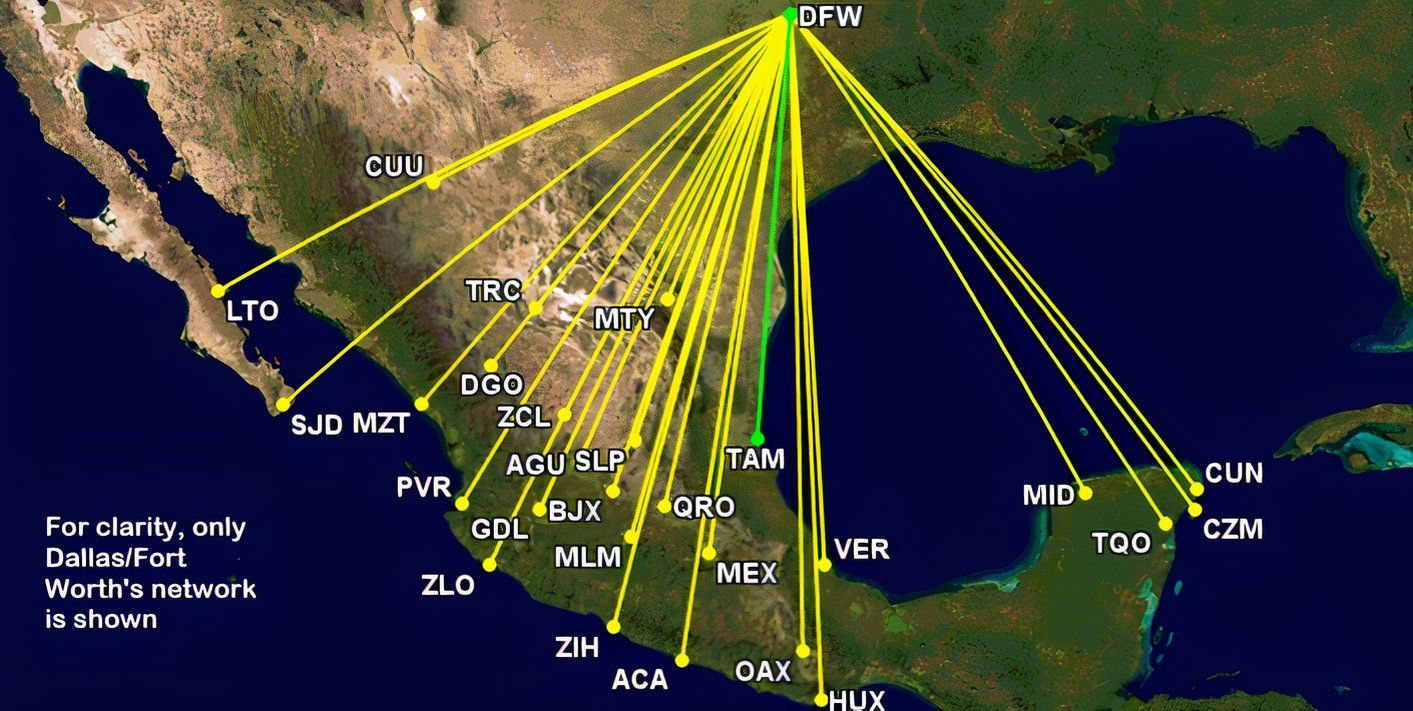 AA Mexican network from DFW