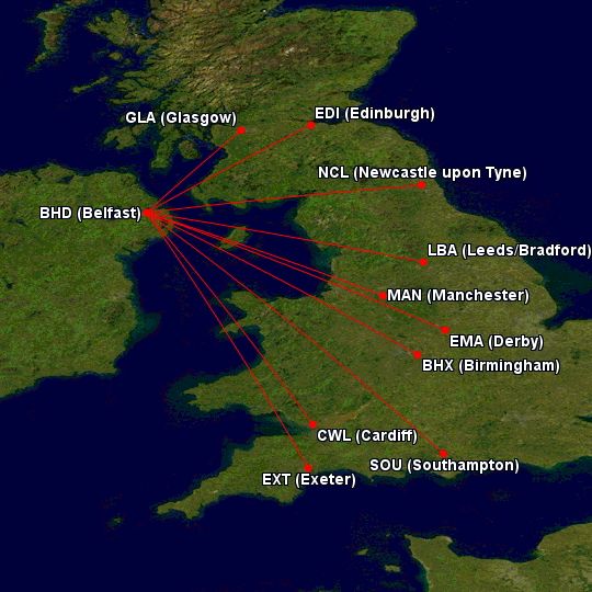 Aer Lingus regional network from Belfast City