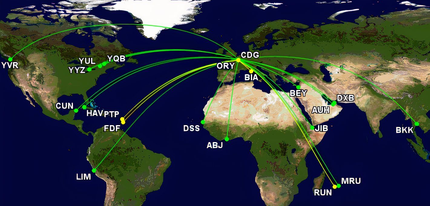 Air France's 472-seat 777-300ER network Sept-Feb