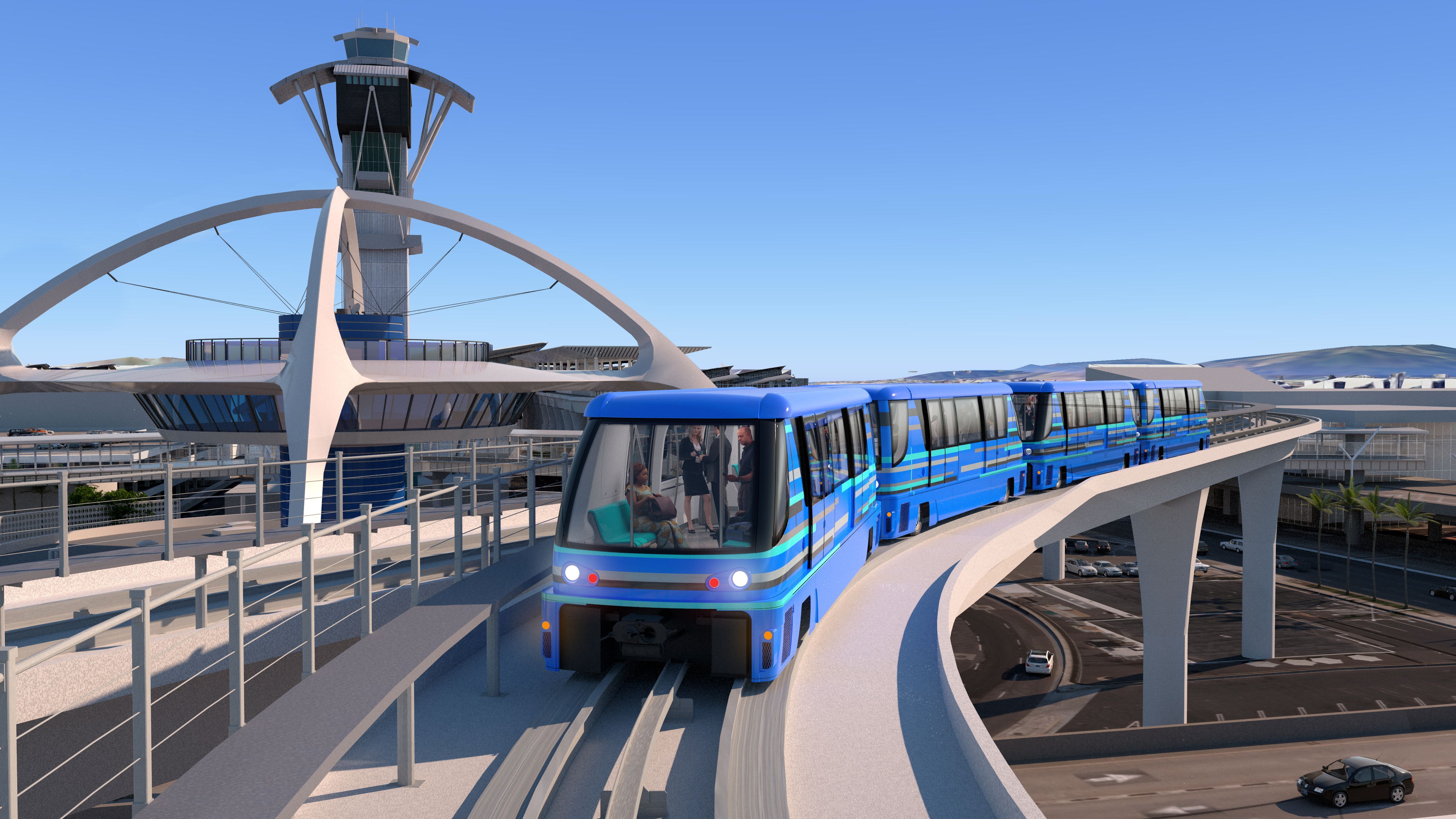 A concept rendering of the people mover at LAX.