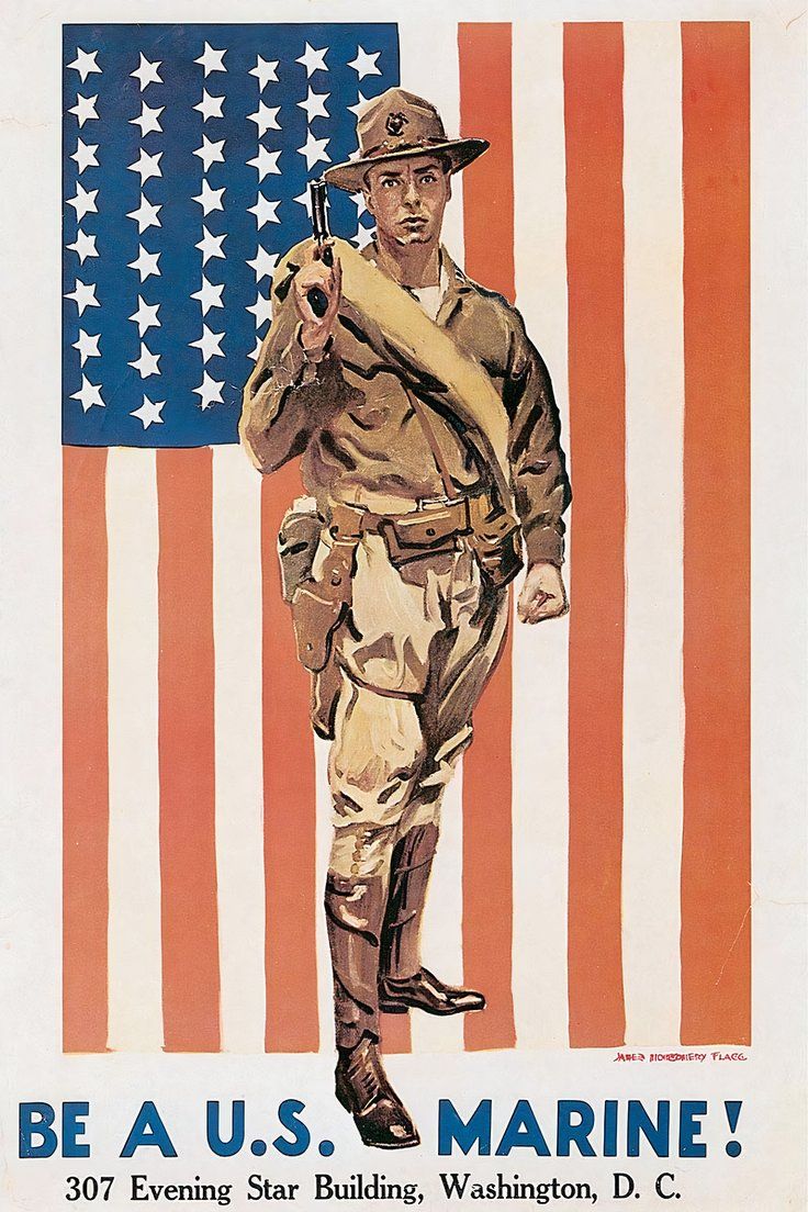 Be a US Marine Vintage WW1 USA Military Propaganda Poster