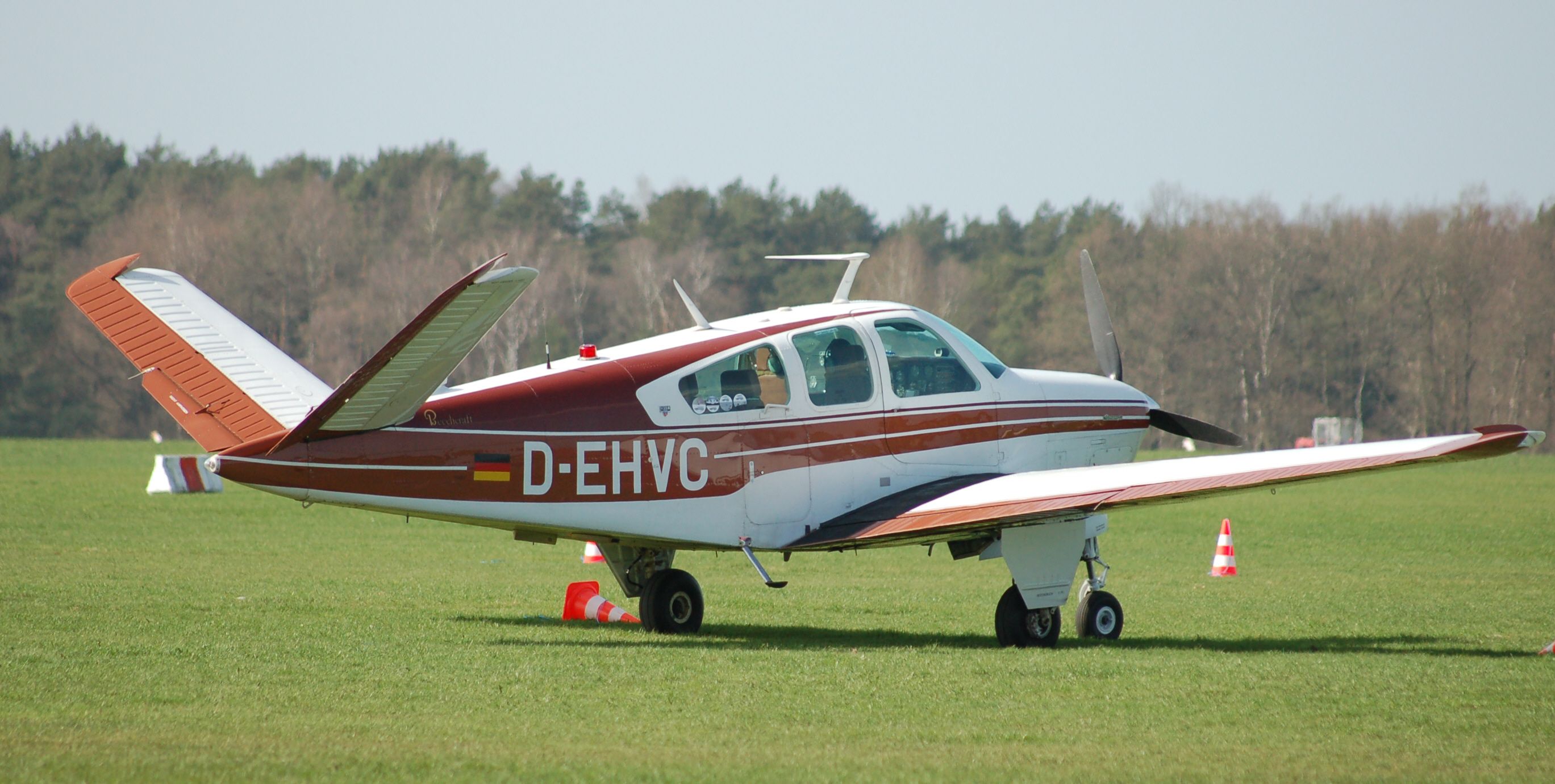 beechcraft bonanza on grass