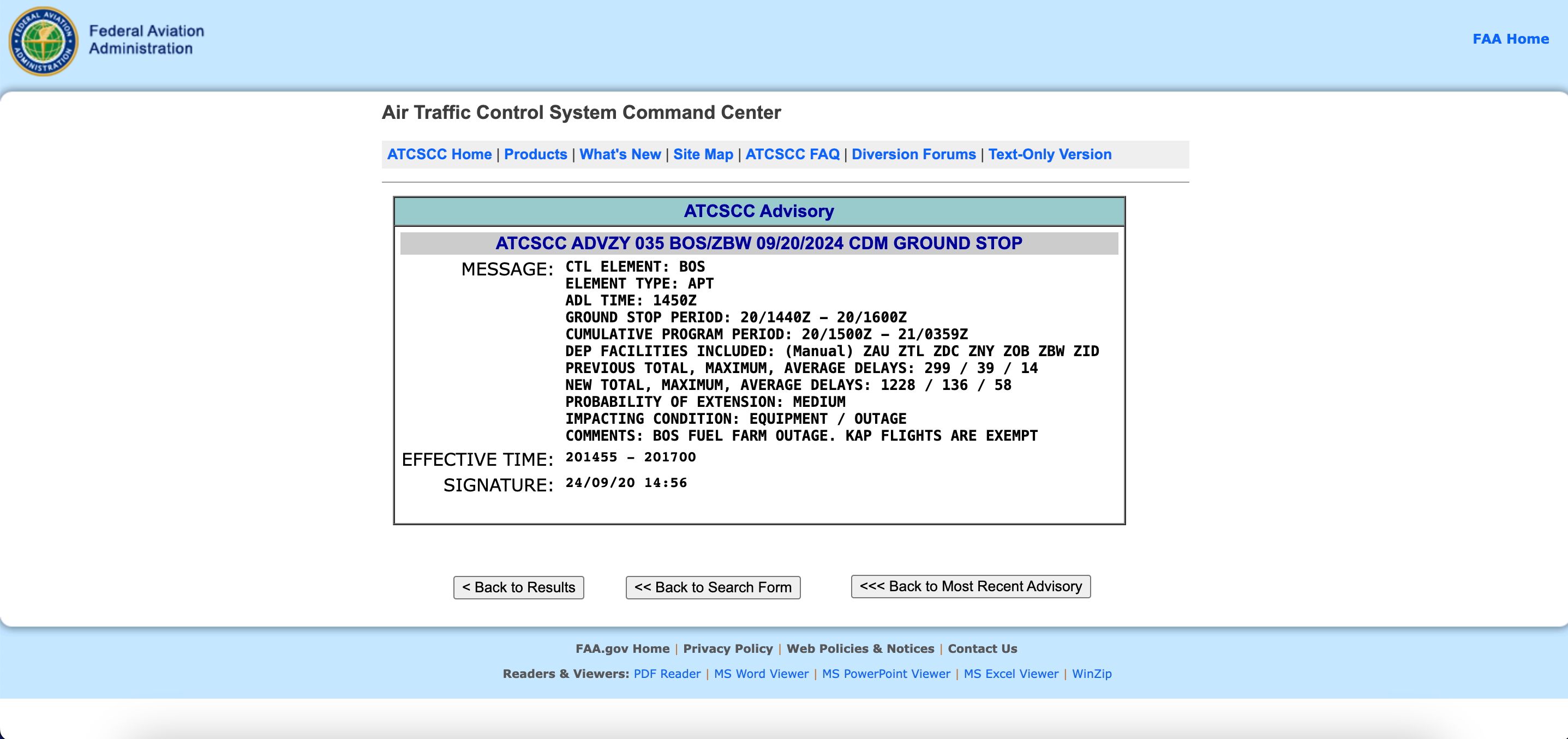 Boston Ground Stop advisory