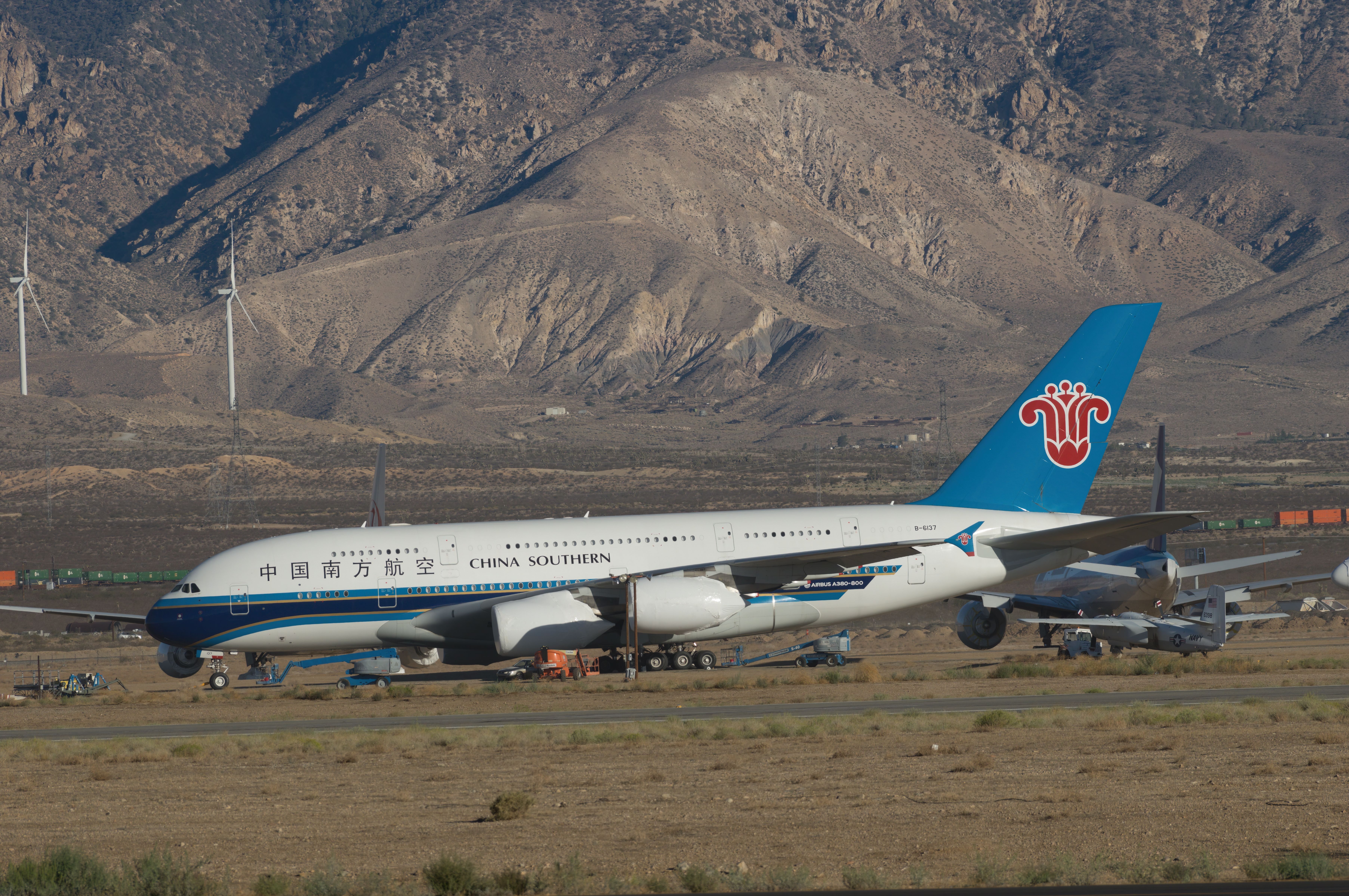 China Southern Airlines Airbus A380 in Mojave shutterstock_2206445691