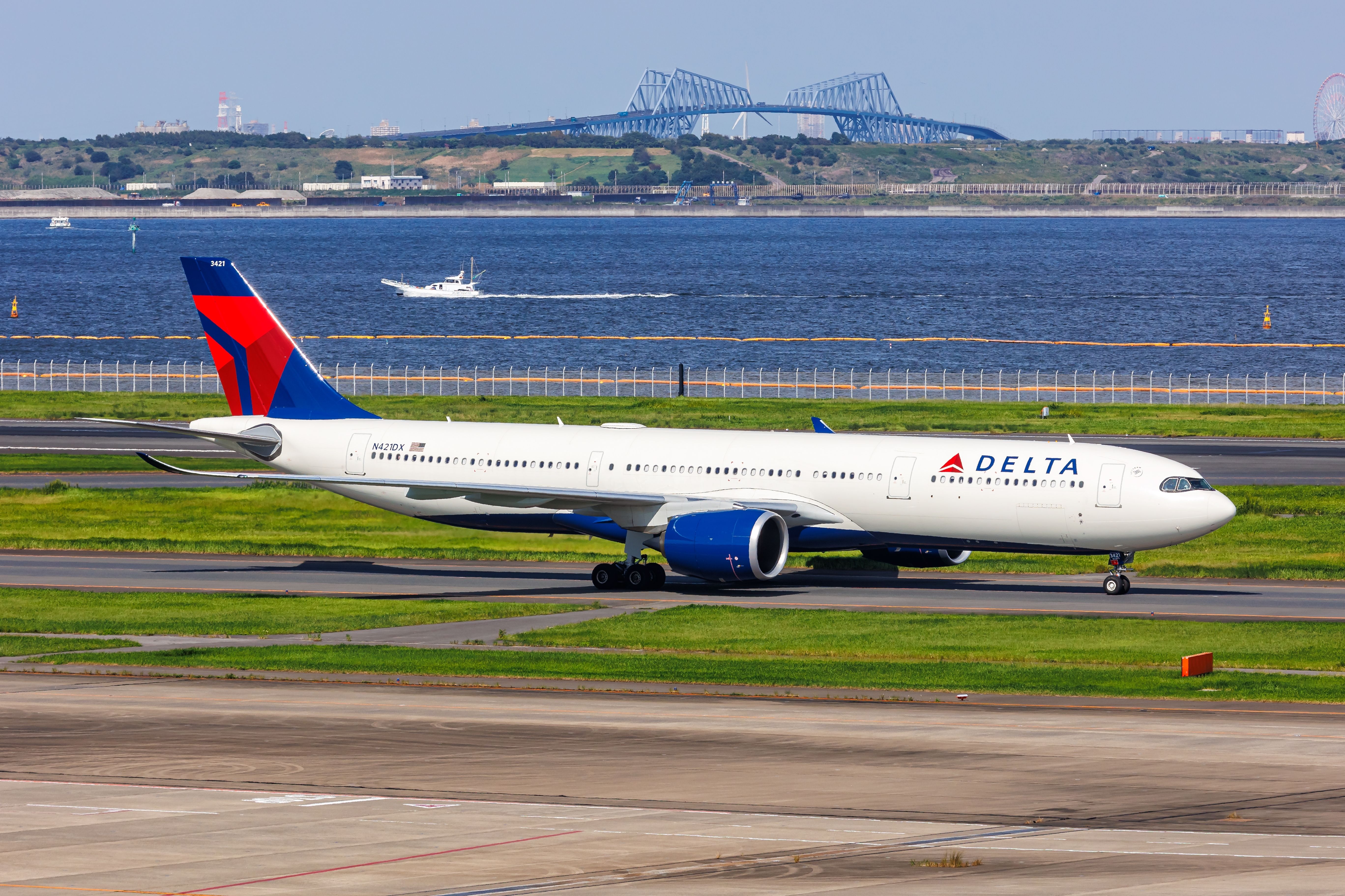 Delta Air Lines Airbus A330-900 taxiing at HND shutterstock_2380148239