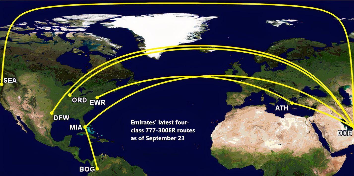 EK four class 777-300ER US routes 