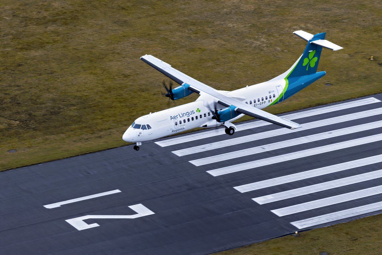 An Emerald Airlines plane landing