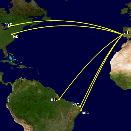 TAP's top 5 longest narrowbody route network