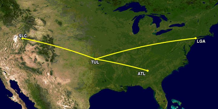 Delta's route network from Tulsa Airport (TUL)