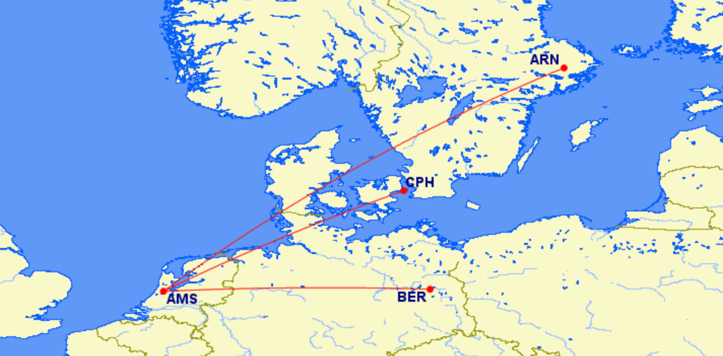 Initial network of KLM's Airbus A321neo