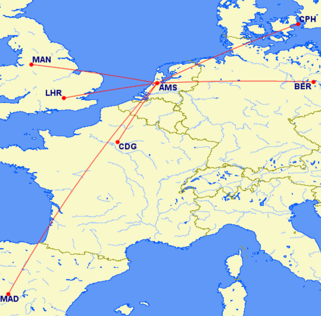 KLM Airbus A321neo network in November