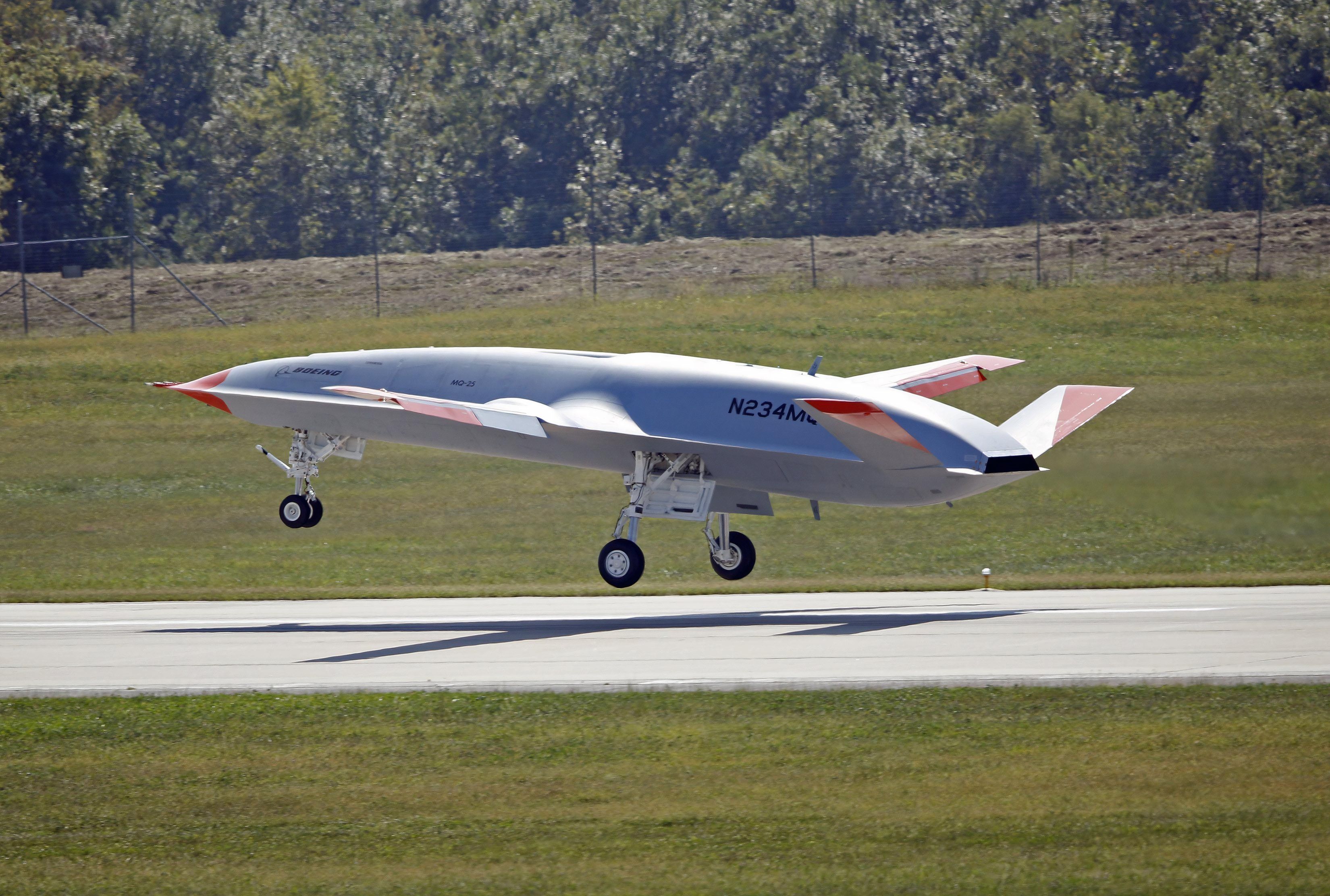 MQ-25 Stingray making a landing